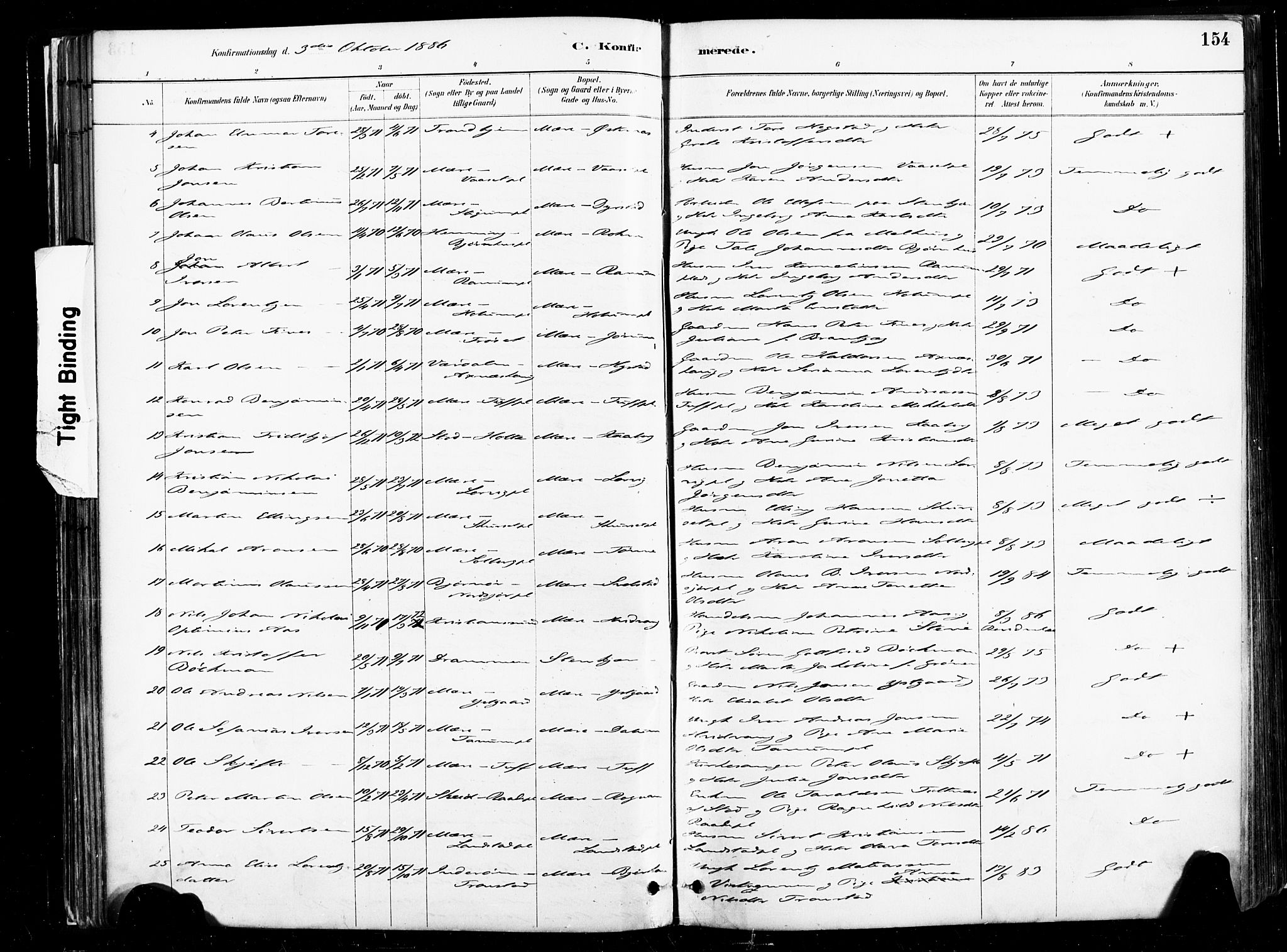 Ministerialprotokoller, klokkerbøker og fødselsregistre - Nord-Trøndelag, SAT/A-1458/735/L0351: Ministerialbok nr. 735A10, 1884-1908, s. 154