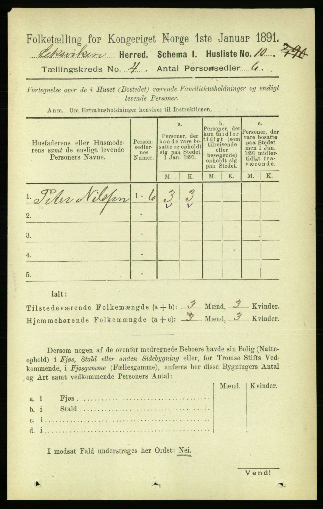 RA, Folketelling 1891 for 1718 Leksvik herred, 1891, s. 1836