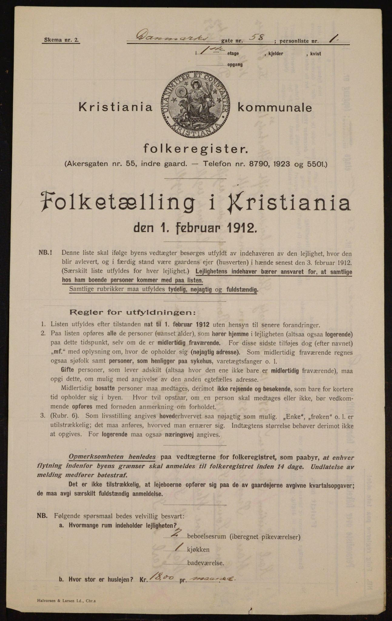 OBA, Kommunal folketelling 1.2.1912 for Kristiania, 1912, s. 14966