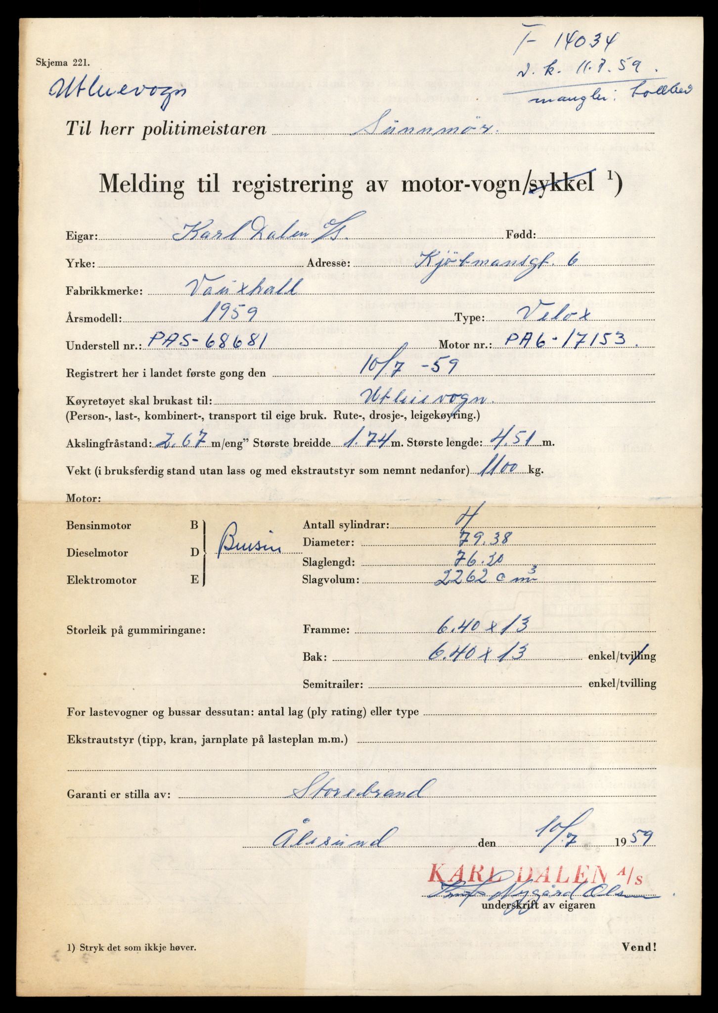 Møre og Romsdal vegkontor - Ålesund trafikkstasjon, AV/SAT-A-4099/F/Fe/L0042: Registreringskort for kjøretøy T 13906 - T 14079, 1927-1998, s. 2031