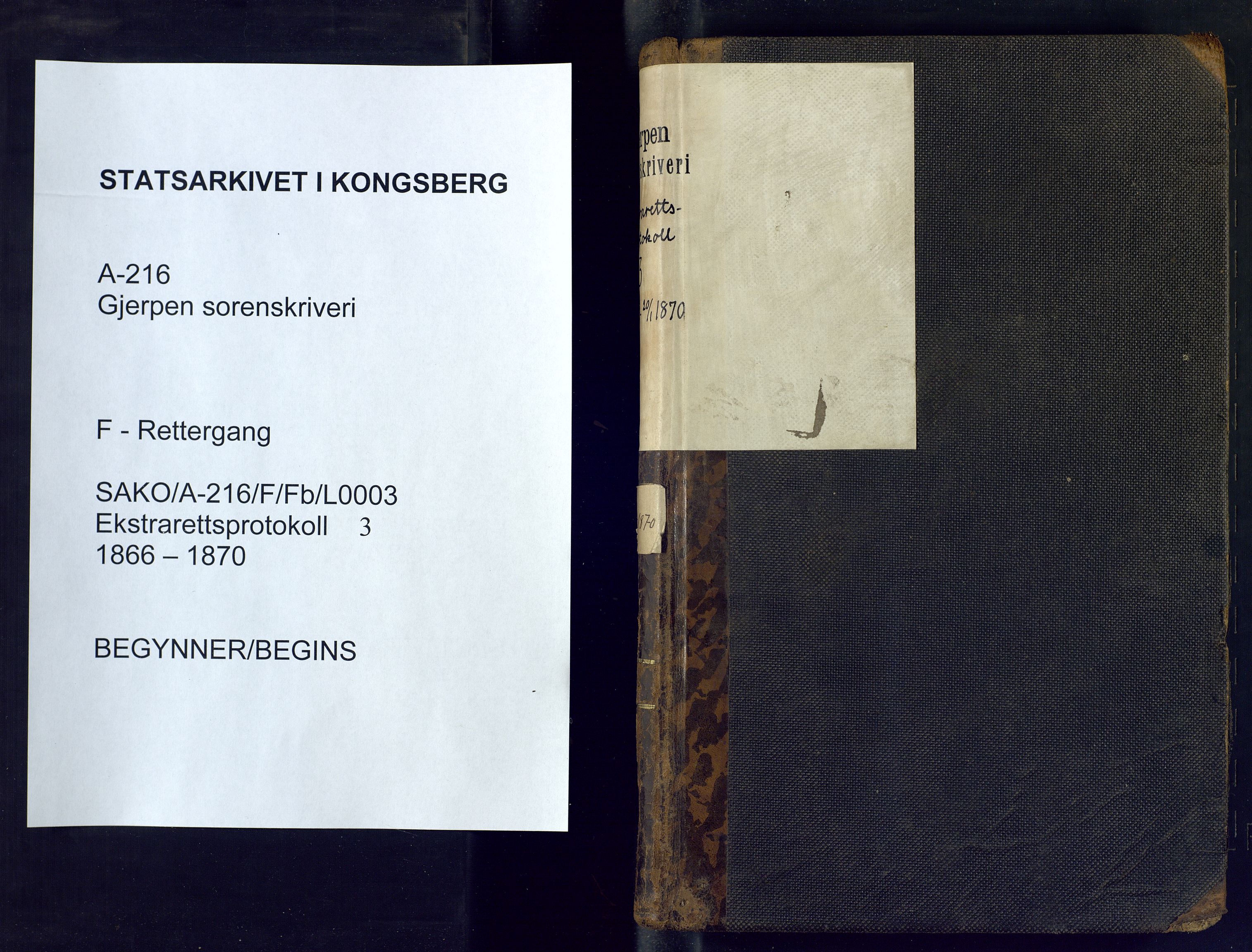 Gjerpen sorenskriveri, SAKO/A-216/F/Fb/L0003: Ekstrarettsprotokoll, 1866-1870