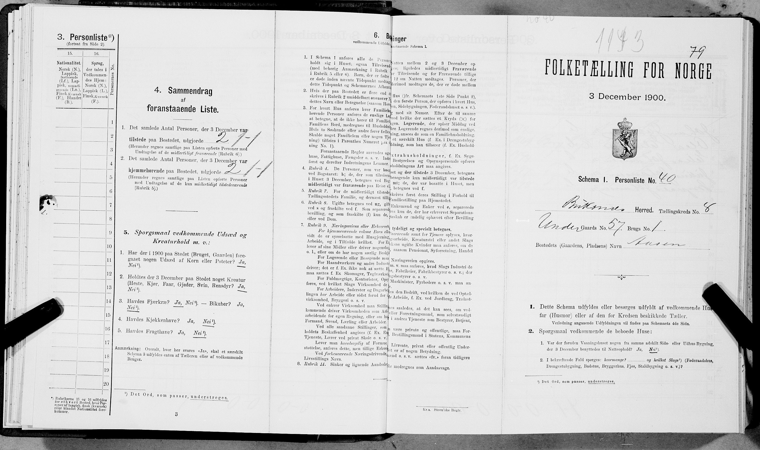 SAT, Folketelling 1900 for 1860 Buksnes herred, 1900, s. 1145