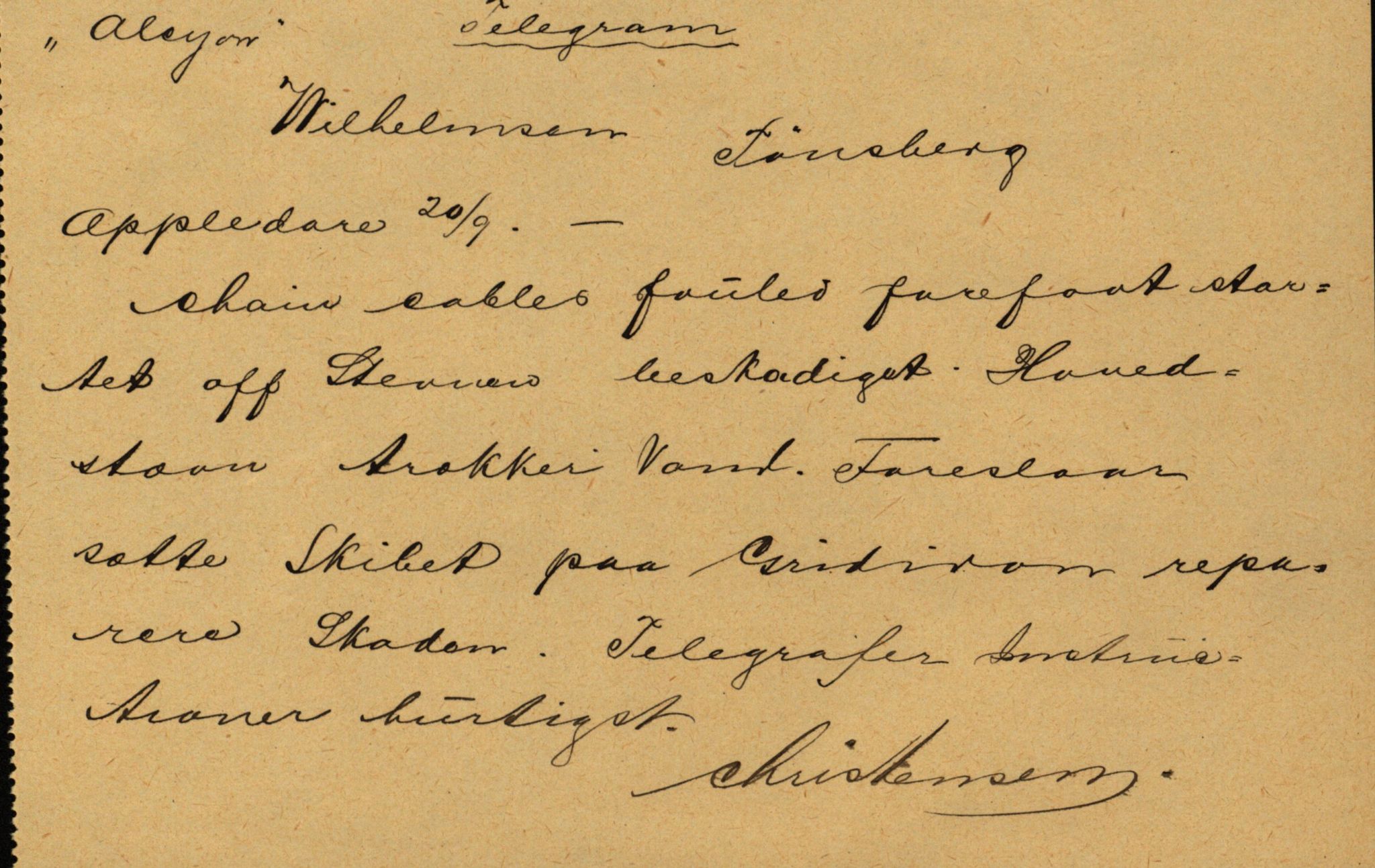 Pa 63 - Østlandske skibsassuranceforening, VEMU/A-1079/G/Ga/L0029/0006: Havaridokumenter / Alart, Aleyon, Agra, Dagmar, Minerva, Eugine, 1892