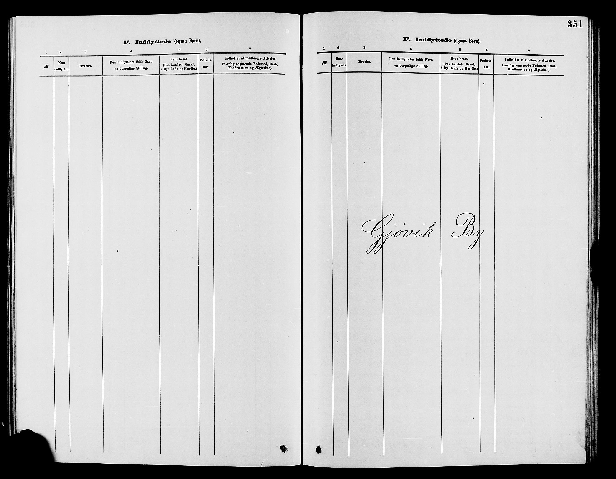 Vardal prestekontor, SAH/PREST-100/H/Ha/Hab/L0007: Klokkerbok nr. 7 /2, 1881-1895, s. 351