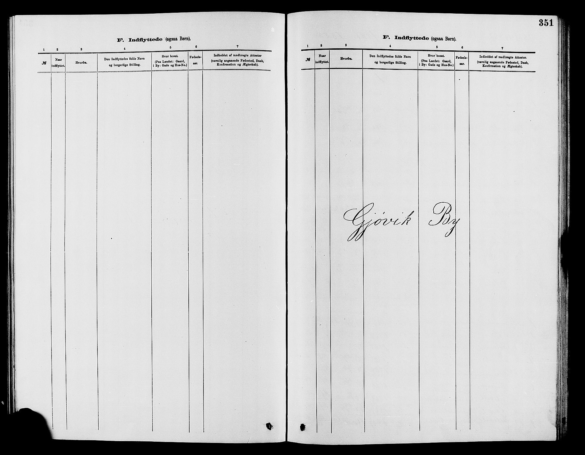 Vardal prestekontor, AV/SAH-PREST-100/H/Ha/Hab/L0007: Klokkerbok nr. 7 /2, 1881-1895, s. 351