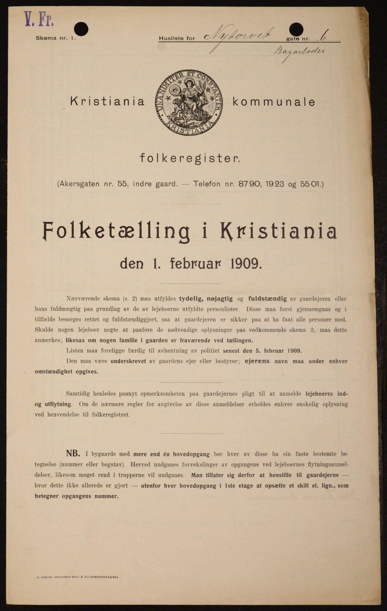 OBA, Kommunal folketelling 1.2.1909 for Kristiania kjøpstad, 1909, s. 67177