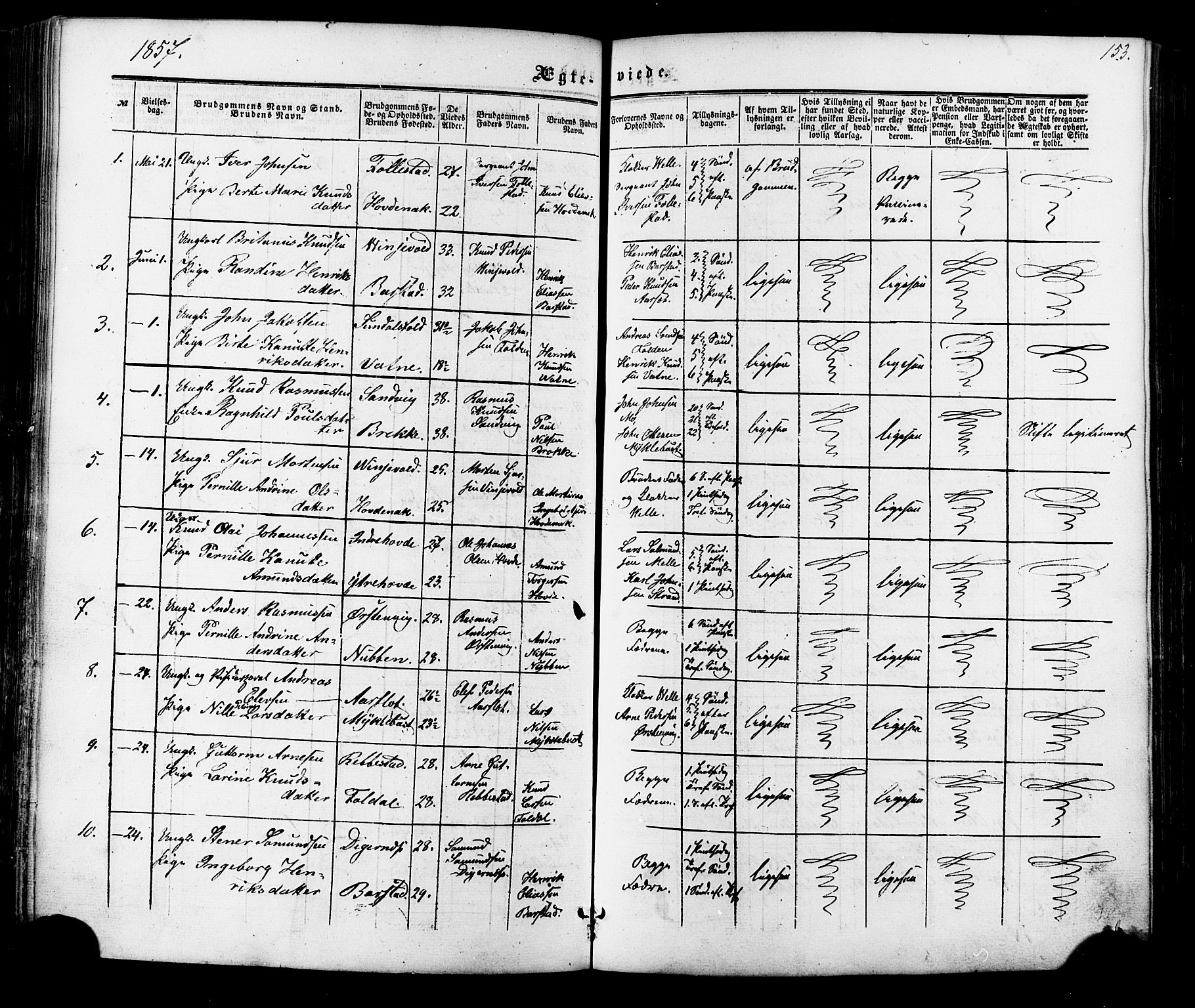 Ministerialprotokoller, klokkerbøker og fødselsregistre - Møre og Romsdal, AV/SAT-A-1454/513/L0175: Ministerialbok nr. 513A02, 1856-1877, s. 153