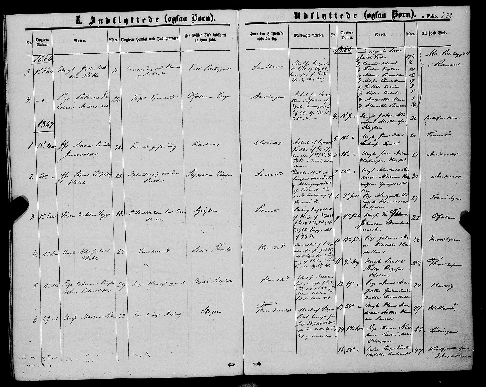 Trondenes sokneprestkontor, AV/SATØ-S-1319/H/Ha/L0012kirke: Ministerialbok nr. 12, 1863-1870, s. 232