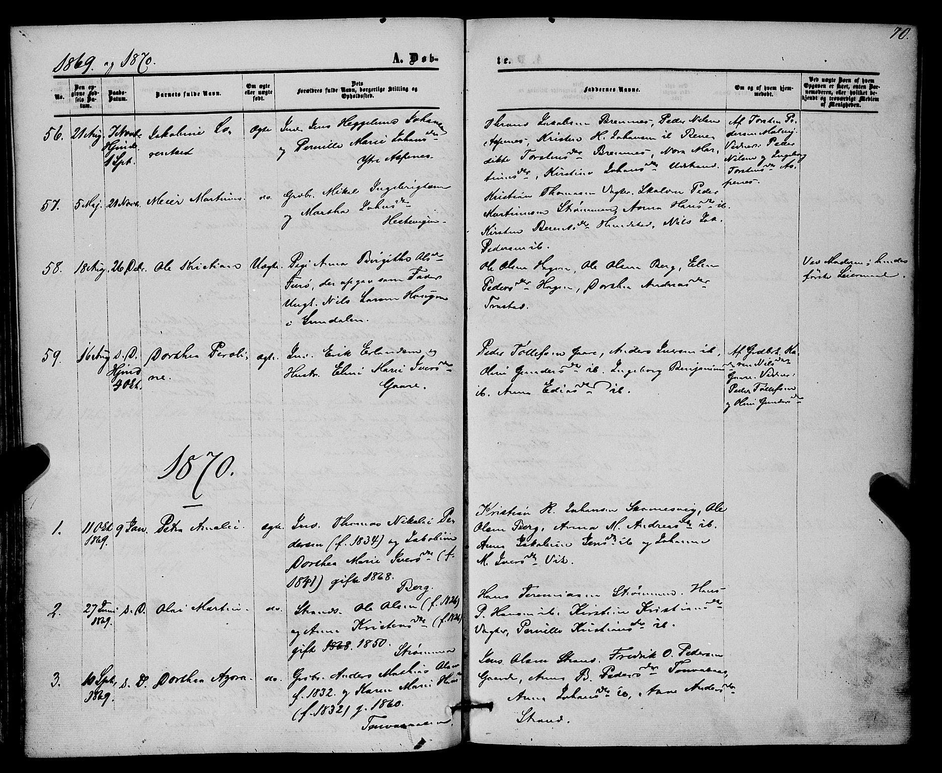 Kvæfjord sokneprestkontor, AV/SATØ-S-1323/G/Ga/Gaa/L0004kirke: Ministerialbok nr. 4, 1857-1877, s. 70