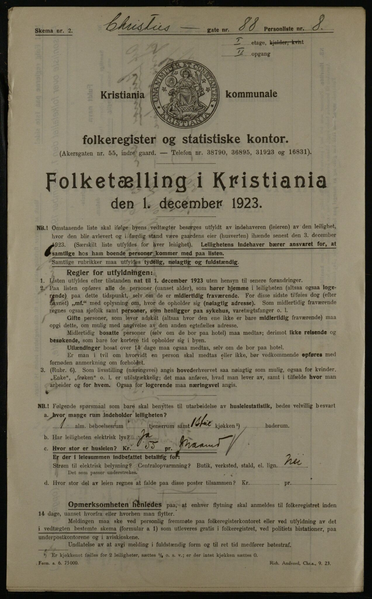 OBA, Kommunal folketelling 1.12.1923 for Kristiania, 1923, s. 14398