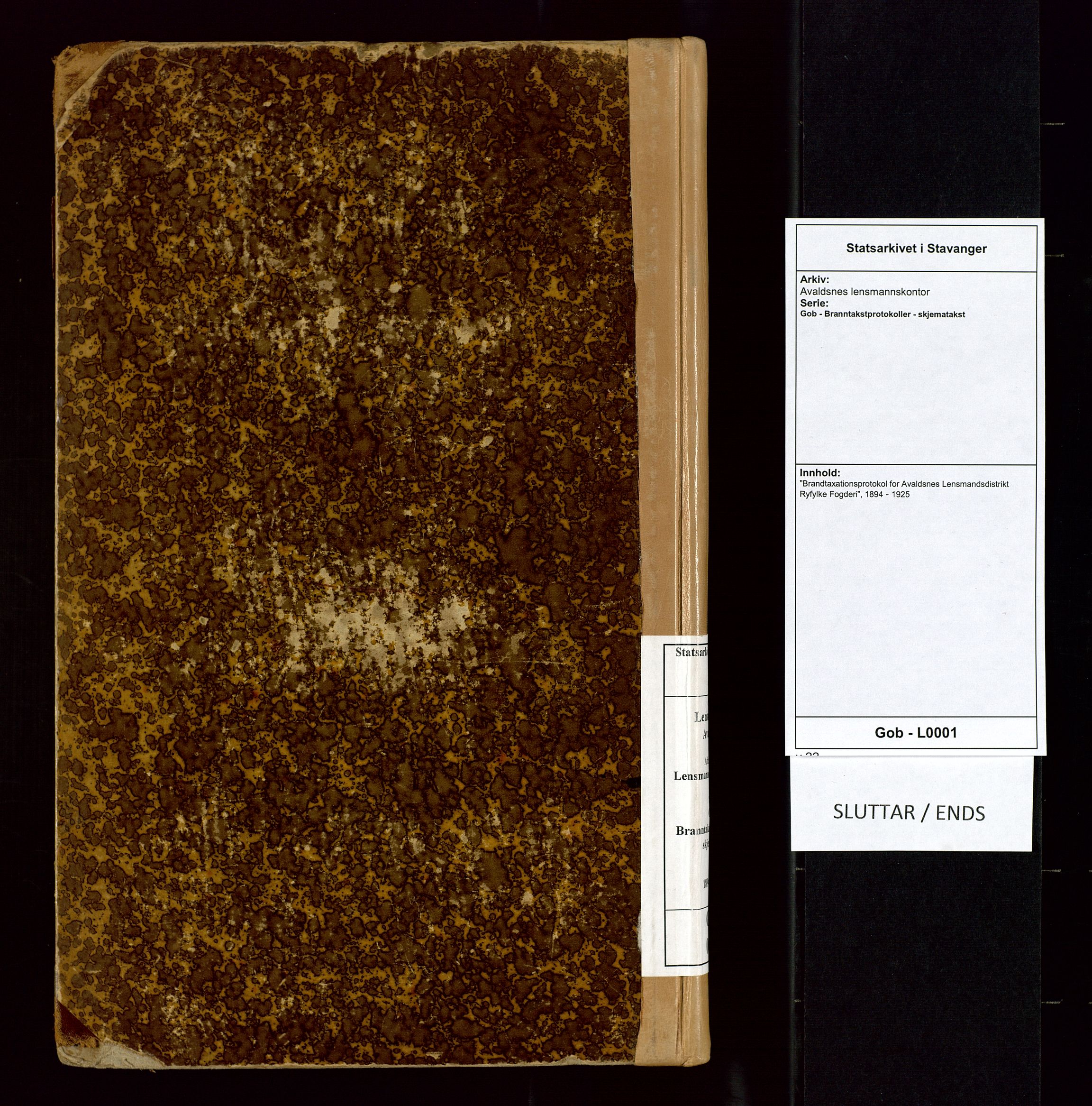 Avaldsnes lensmannskontor, AV/SAST-A-100286/Gob/L0001: "Brandtaxationsprotokol for Avaldsnes Lensmandsdistrikt Ryfylke Fogderi", 1894-1925