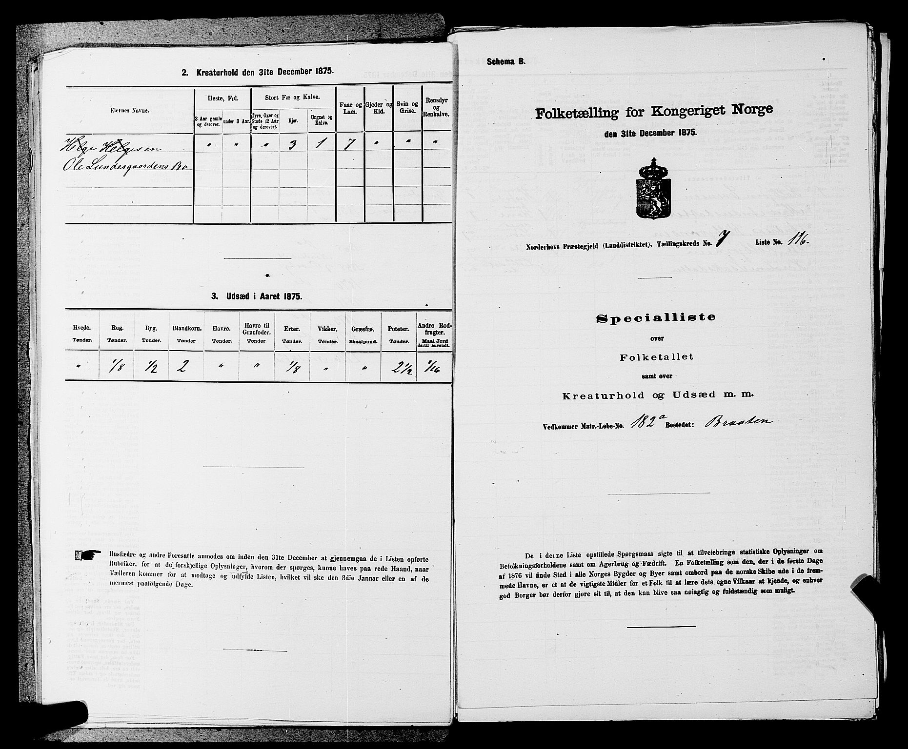 SAKO, Folketelling 1875 for 0613L Norderhov prestegjeld, Norderhov sokn, Haug sokn og Lunder sokn, 1875, s. 1248