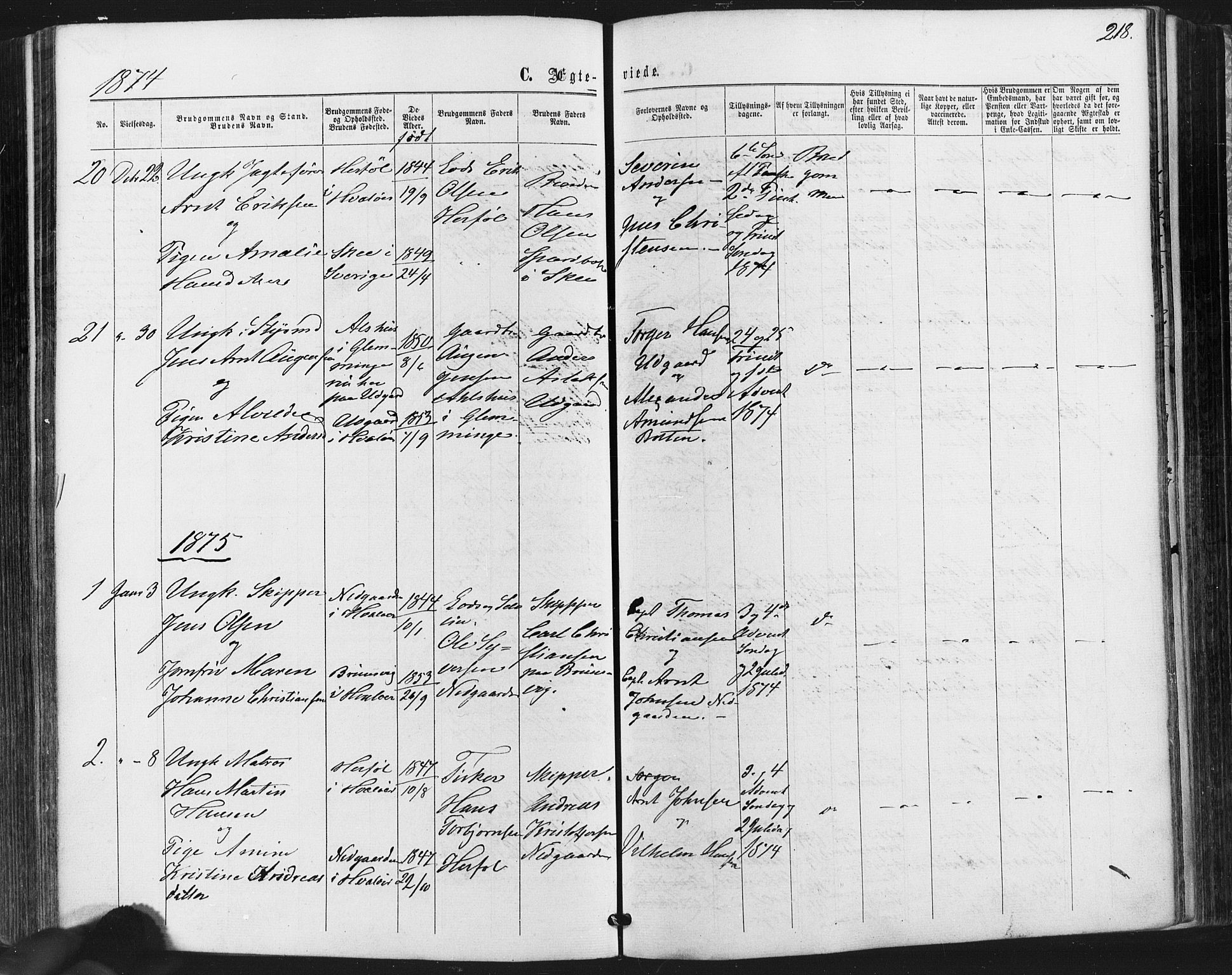 Hvaler prestekontor Kirkebøker, AV/SAO-A-2001/F/Fa/L0007: Ministerialbok nr. I 7, 1864-1878, s. 219