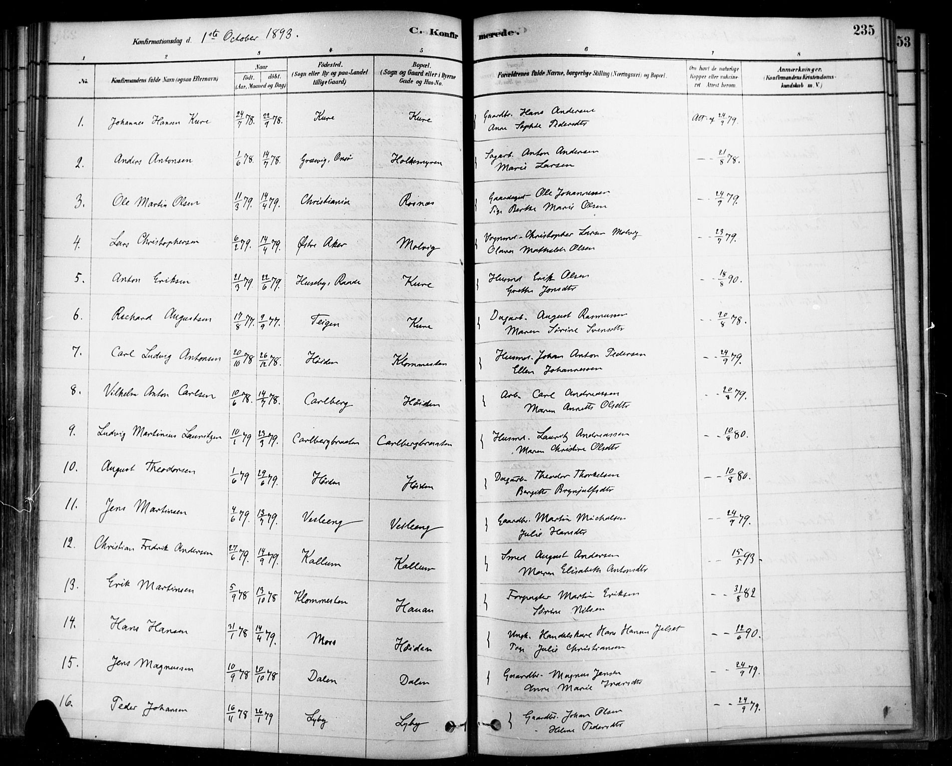 Rygge prestekontor Kirkebøker, AV/SAO-A-10084b/F/Fa/L0007: Ministerialbok nr. 7, 1878-1904, s. 235