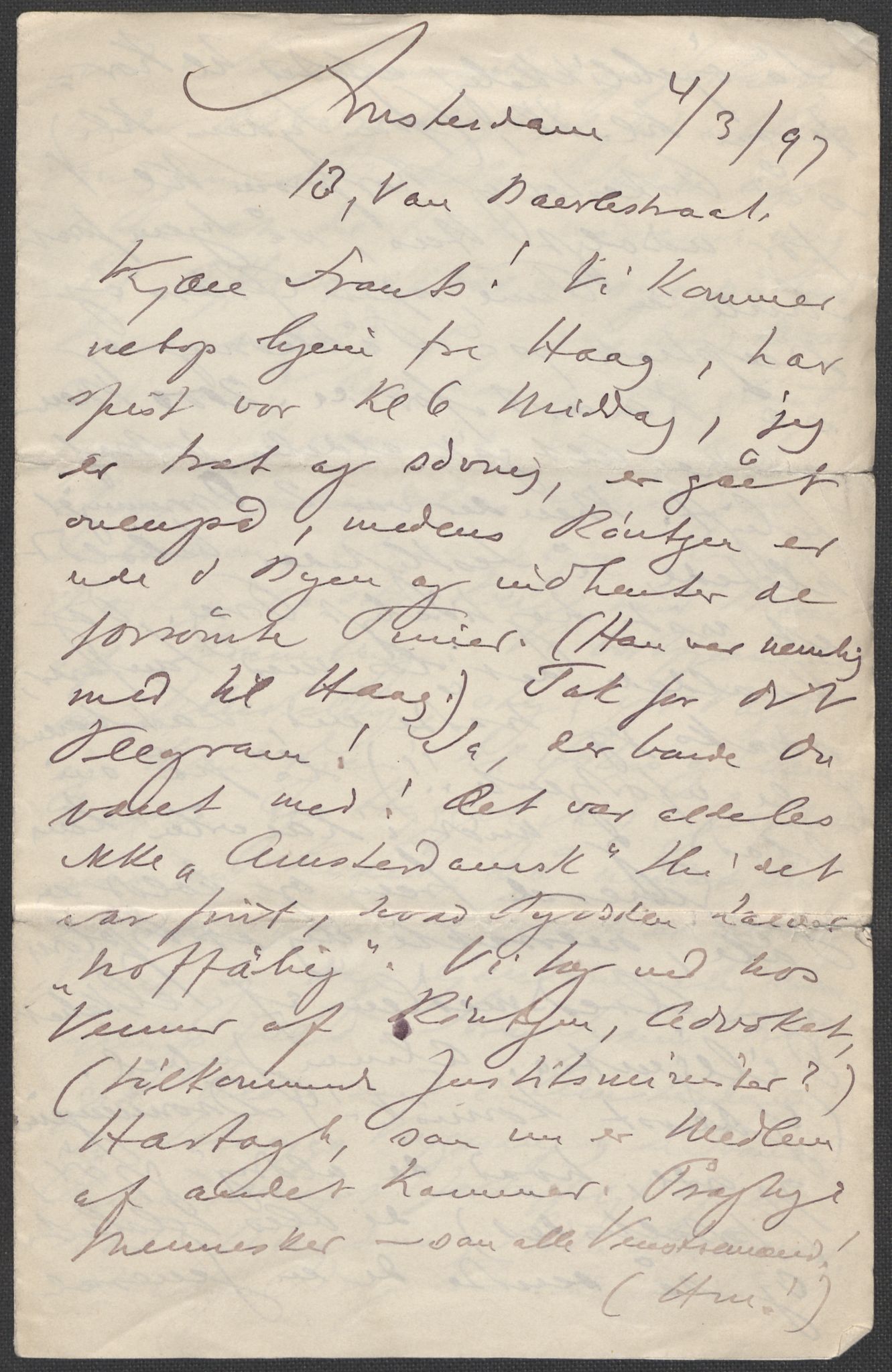 Beyer, Frants, RA/PA-0132/F/L0001: Brev fra Edvard Grieg til Frantz Beyer og "En del optegnelser som kan tjene til kommentar til brevene" av Marie Beyer, 1872-1907, s. 493