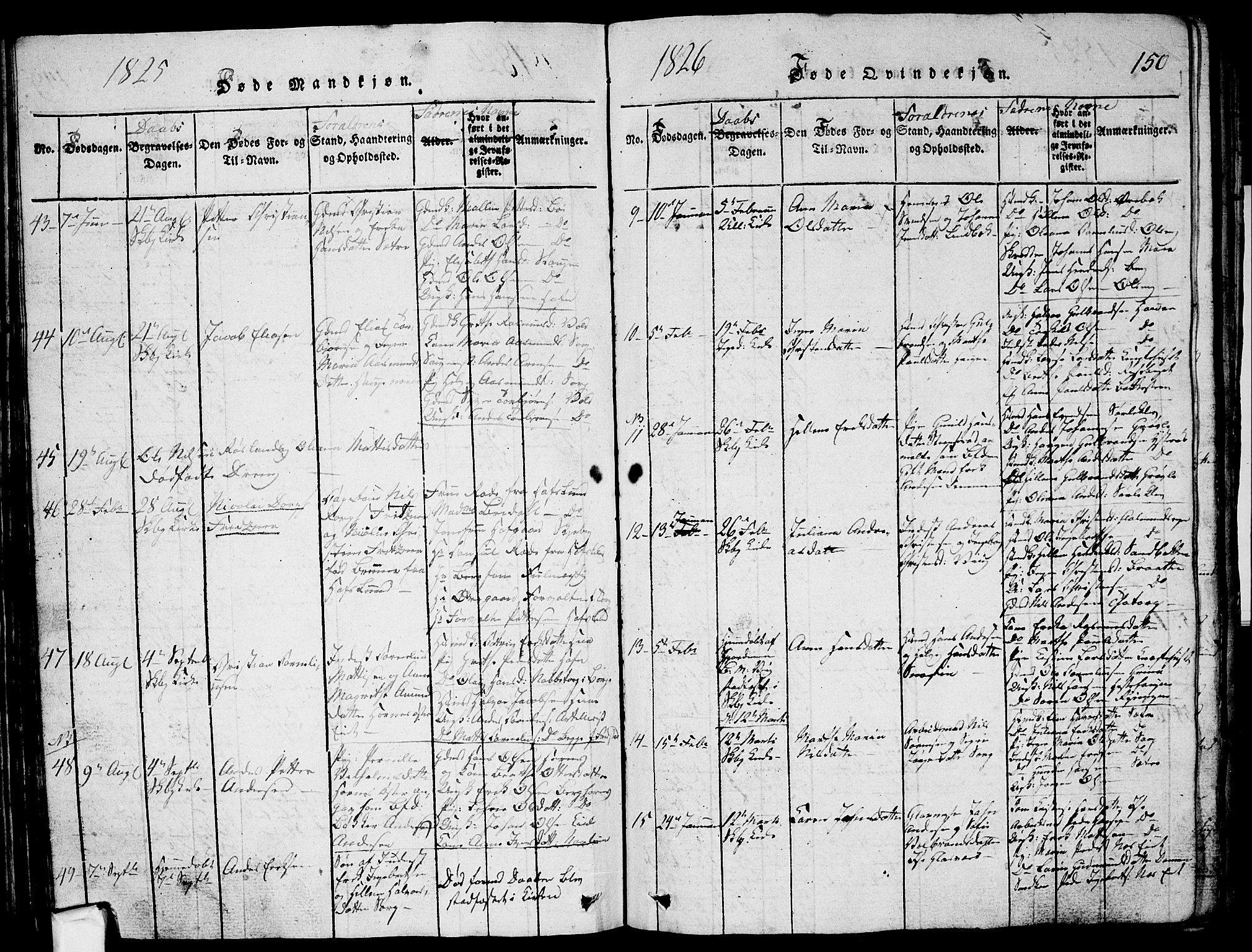 Skjeberg prestekontor Kirkebøker, AV/SAO-A-10923/G/Ga/L0001: Klokkerbok nr. I 1, 1815-1830, s. 150