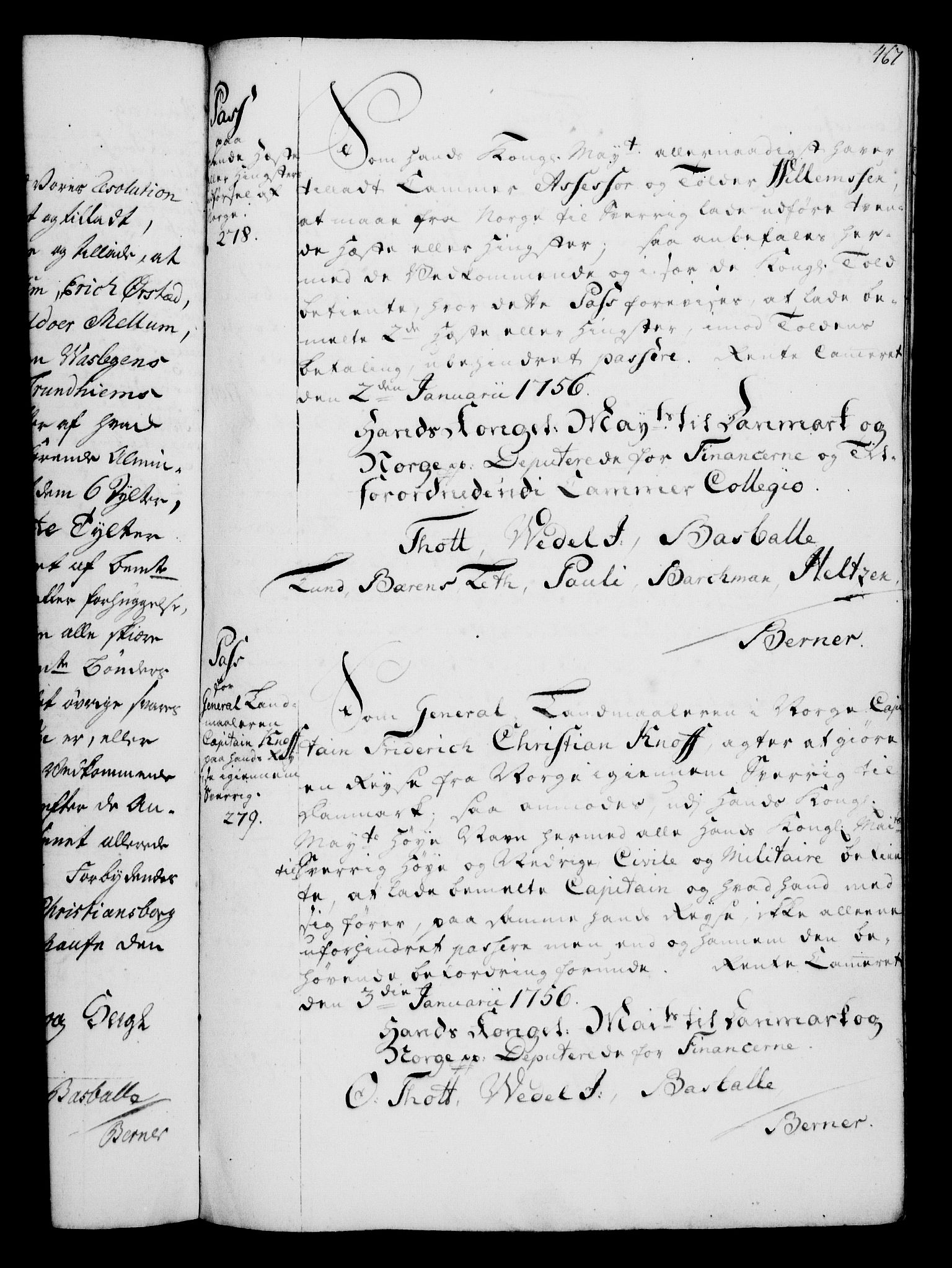 Rentekammeret, Kammerkanselliet, RA/EA-3111/G/Gg/Gga/L0006: Norsk ekspedisjonsprotokoll med register (merket RK 53.6), 1749-1759, s. 467