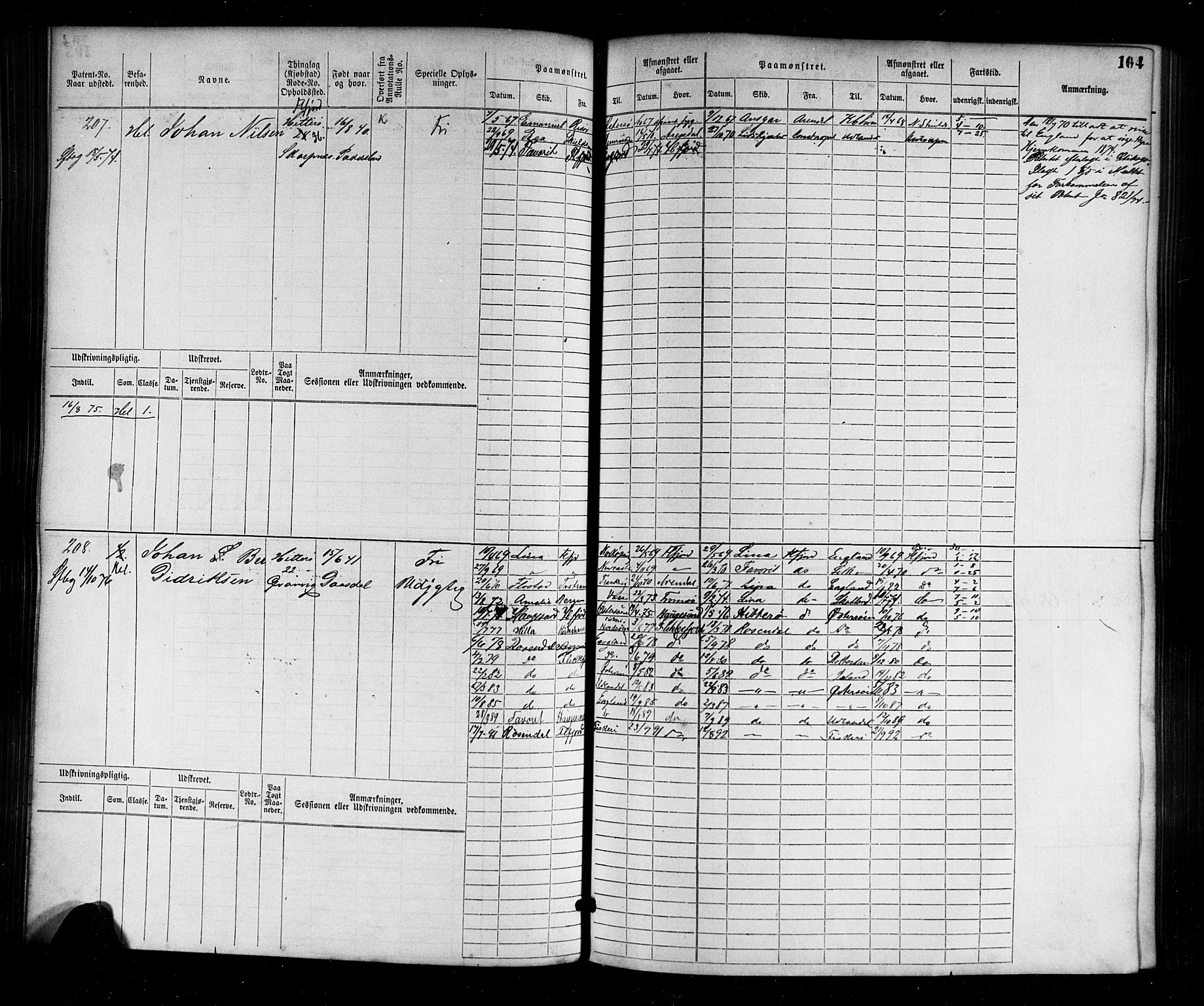 Flekkefjord mønstringskrets, AV/SAK-2031-0018/F/Fb/L0001: Hovedrulle nr 1-764, N-4, 1868-1900, s. 108