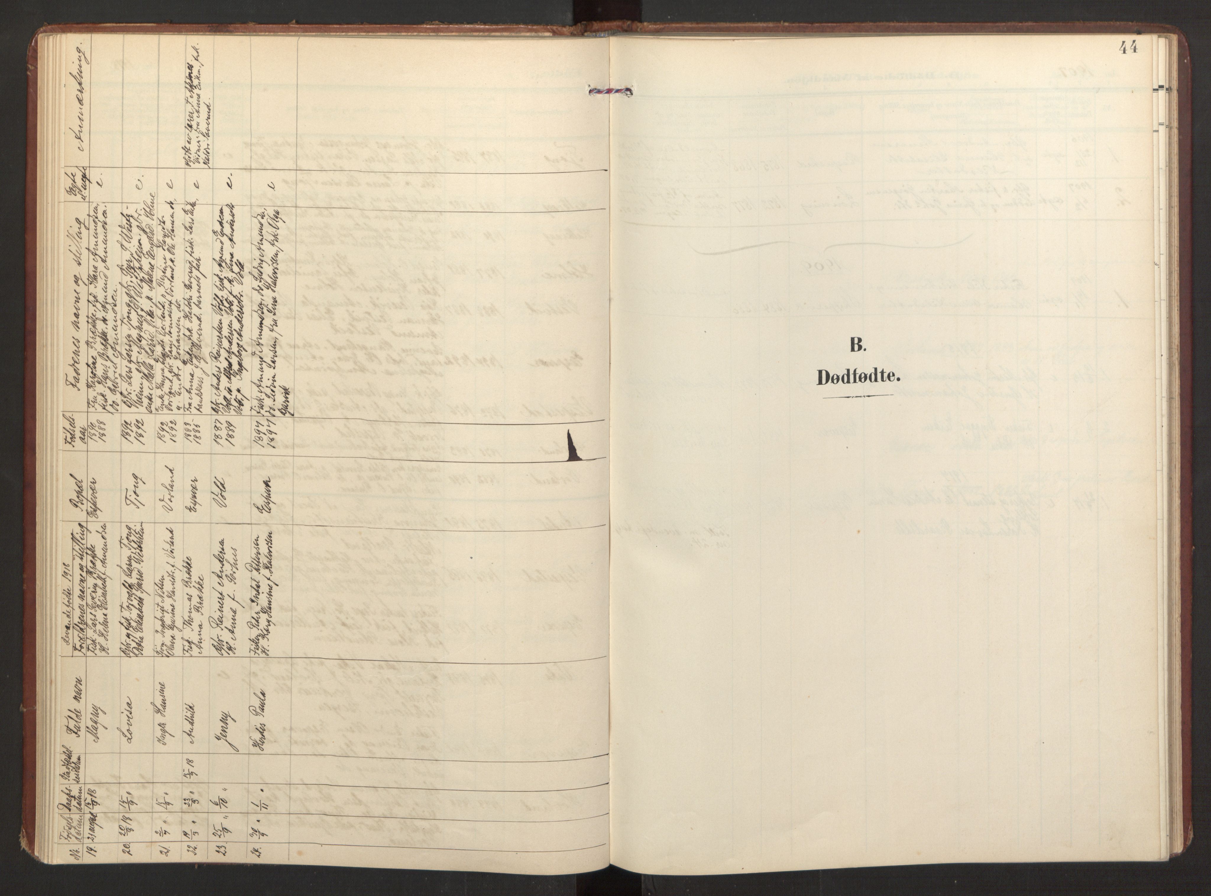 Finnås sokneprestembete, SAB/A-99925/H/Ha/Haa/Haad/L0003: Ministerialbok nr. D 3, 1907-1921, s. 44