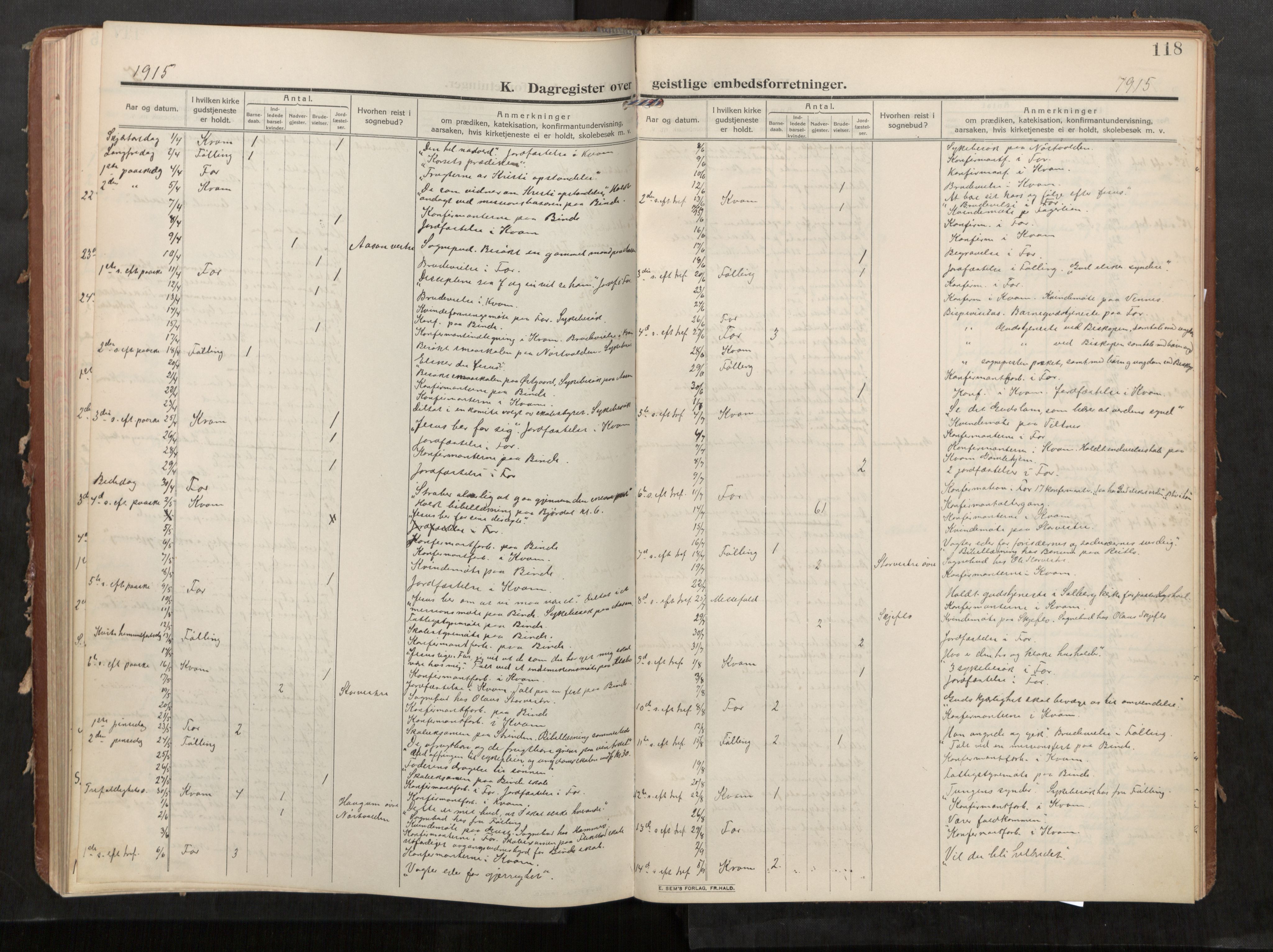 Stod sokneprestkontor, AV/SAT-A-1164/1/I/I1/I1a/L0002: Ministerialbok nr. 2, 1909-1922, s. 118