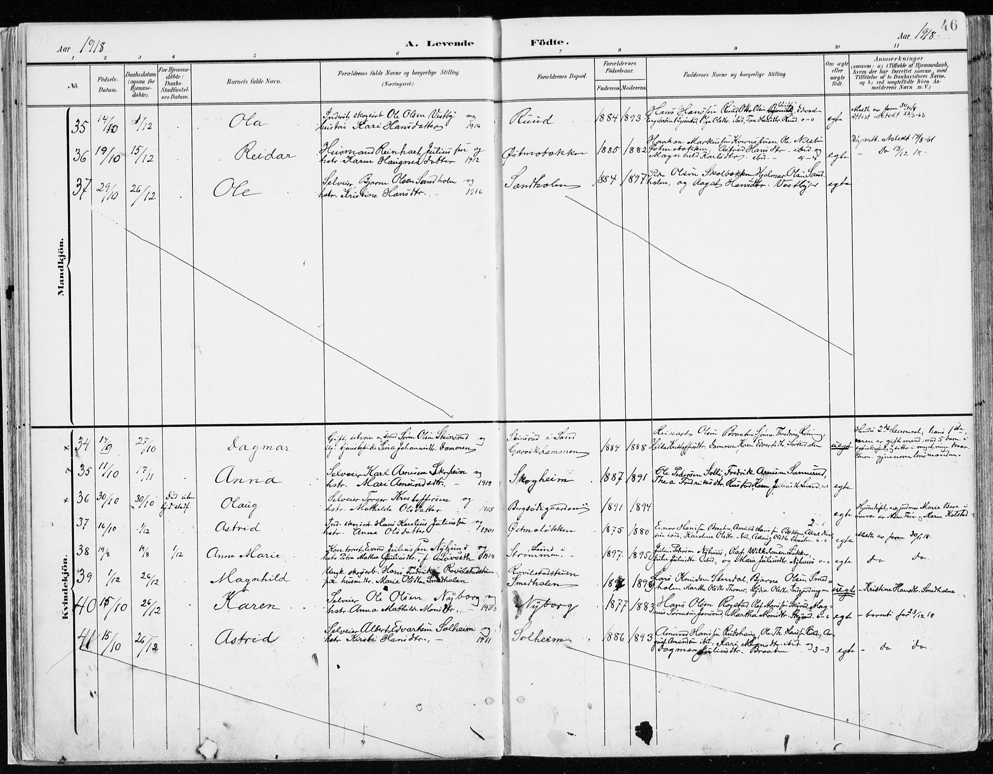Nord-Odal prestekontor, AV/SAH-PREST-032/H/Ha/Haa/L0009: Ministerialbok nr. 9, 1902-1926, s. 46