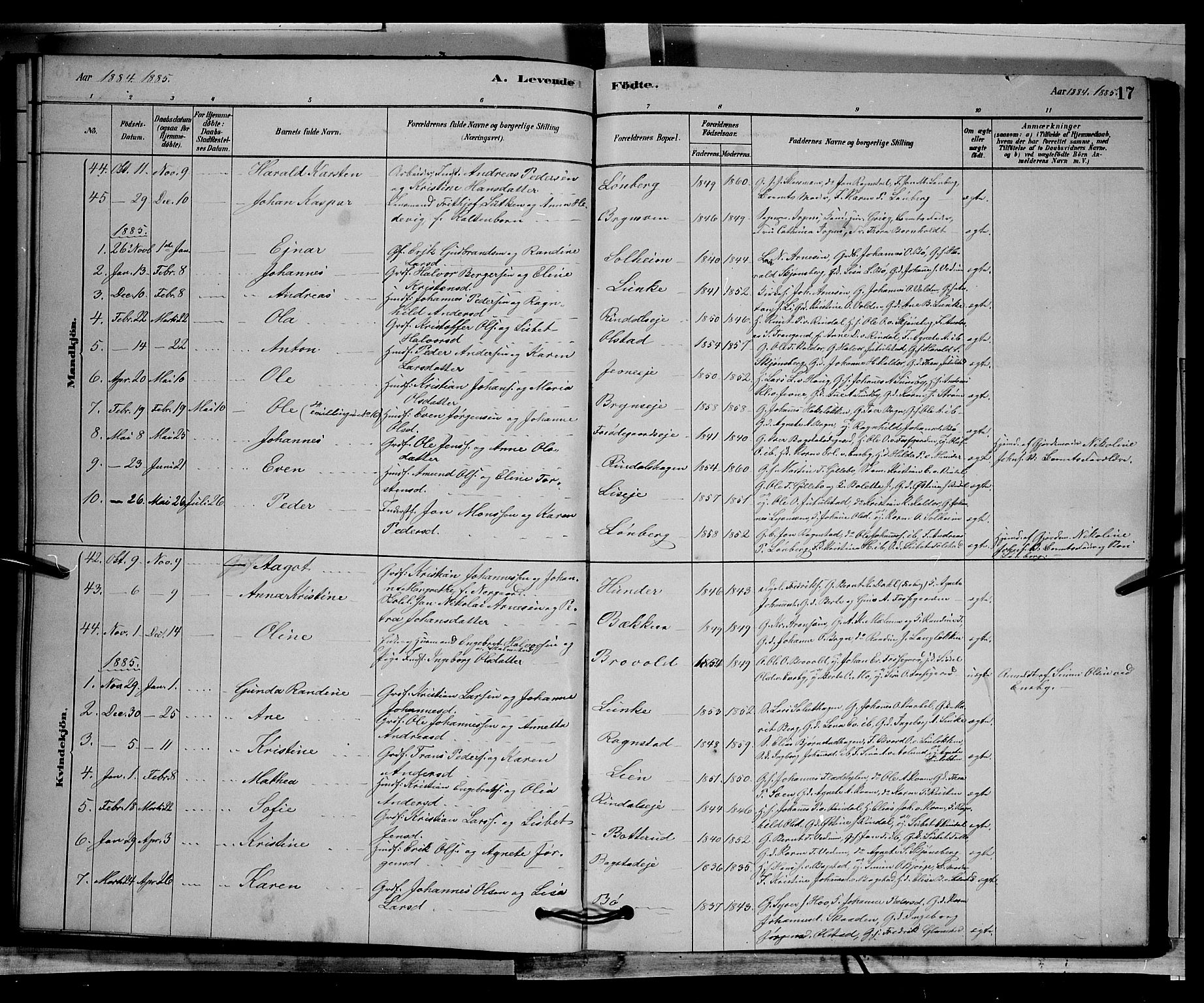 Øyer prestekontor, AV/SAH-PREST-084/H/Ha/Hab/L0002: Klokkerbok nr. 2, 1878-1896, s. 17