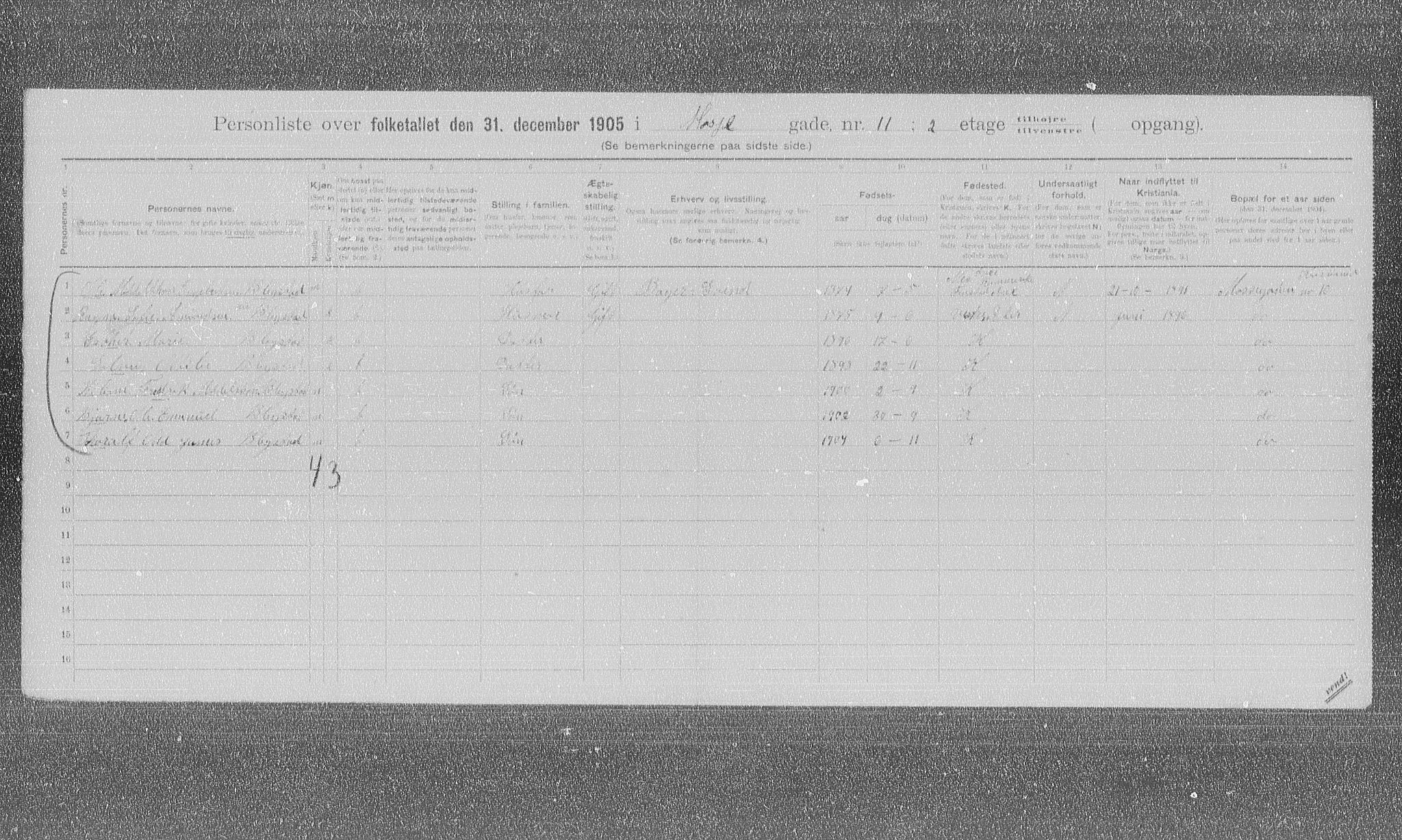 OBA, Kommunal folketelling 31.12.1905 for Kristiania kjøpstad, 1905, s. 34594