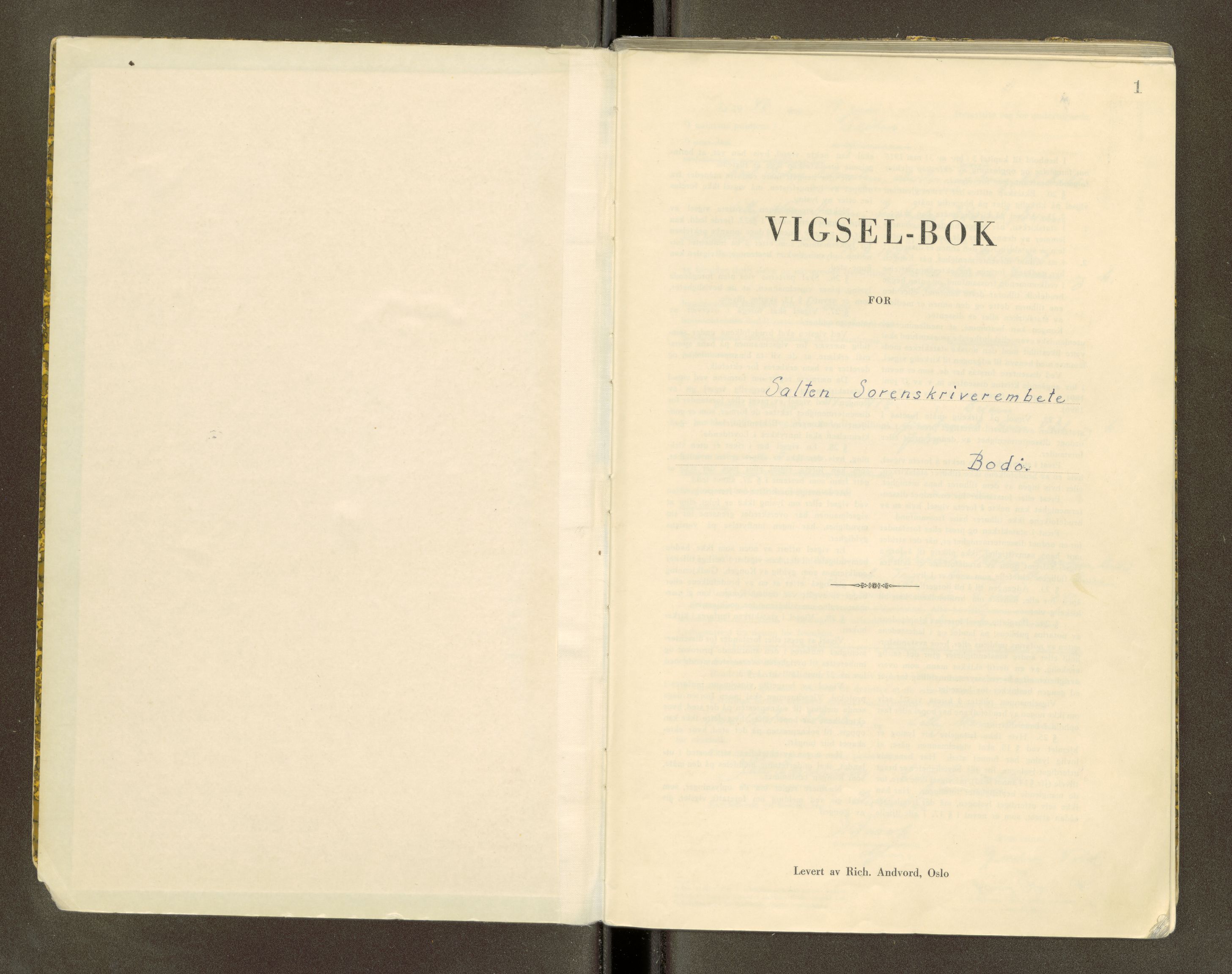 Salten sorenskriveri, AV/SAT-A-4578/1/6/6D/L0007: Vigselsbok, 1948-1958, s. 1