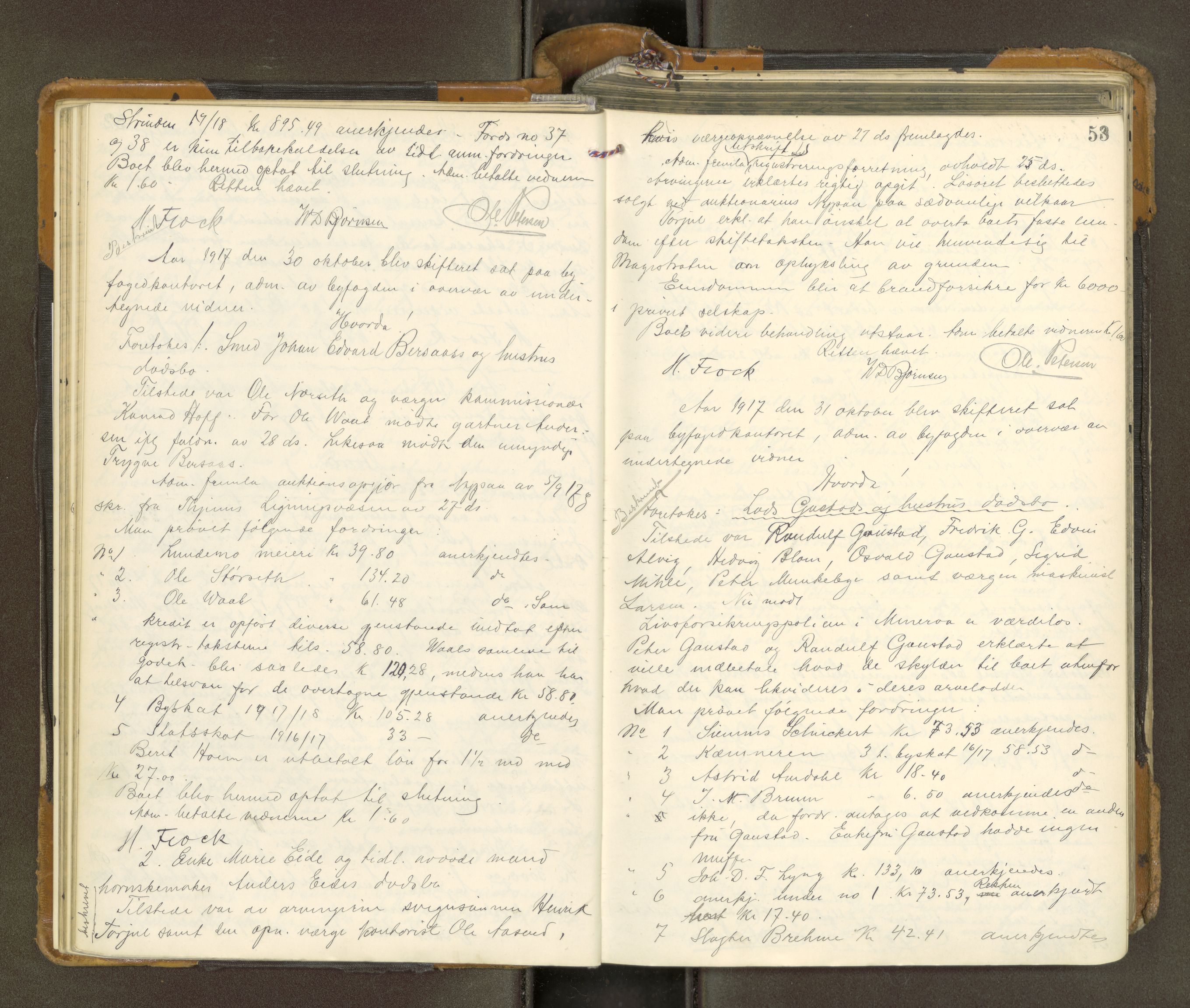 Trondheim byfogd, AV/SAT-A-0003/1/3/3B/L0020: Skiftebehandlingsprotokoll - 30/1-3/6., 1917-1922, s. 53