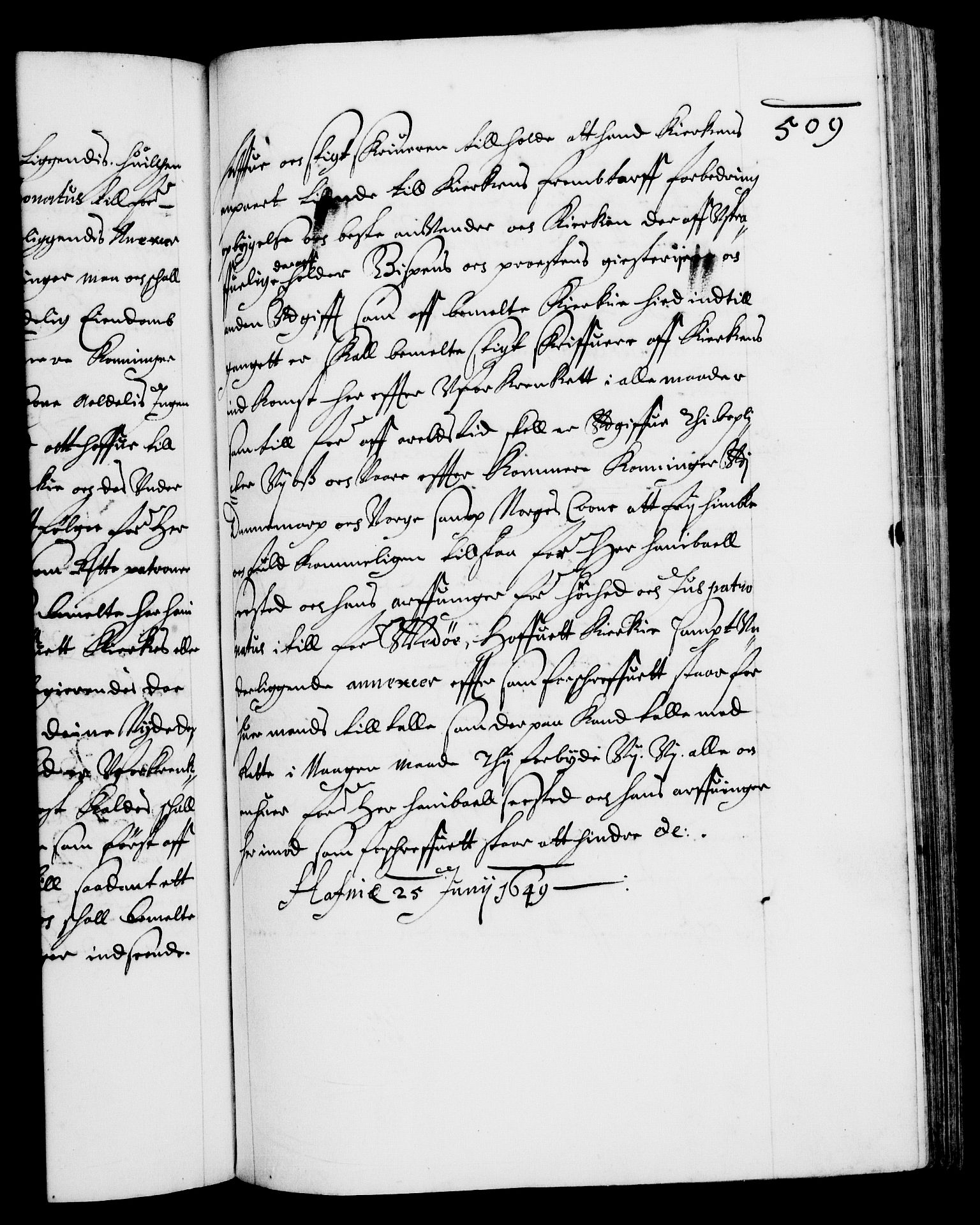 Danske Kanselli 1572-1799, AV/RA-EA-3023/F/Fc/Fca/Fcaa/L0007: Norske registre (mikrofilm), 1648-1650, s. 509a