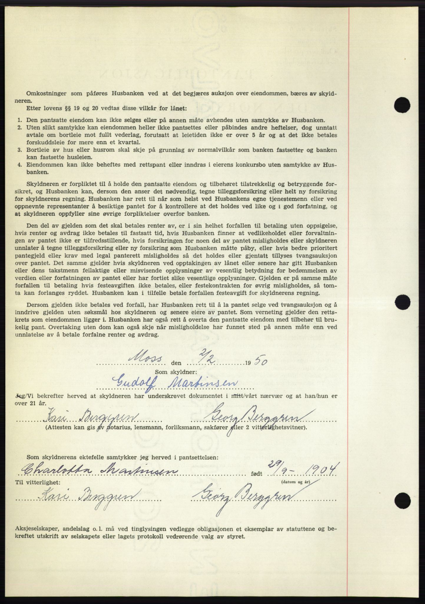 Moss sorenskriveri, SAO/A-10168: Pantebok nr. B23, 1949-1950, Dagboknr: 402/1950