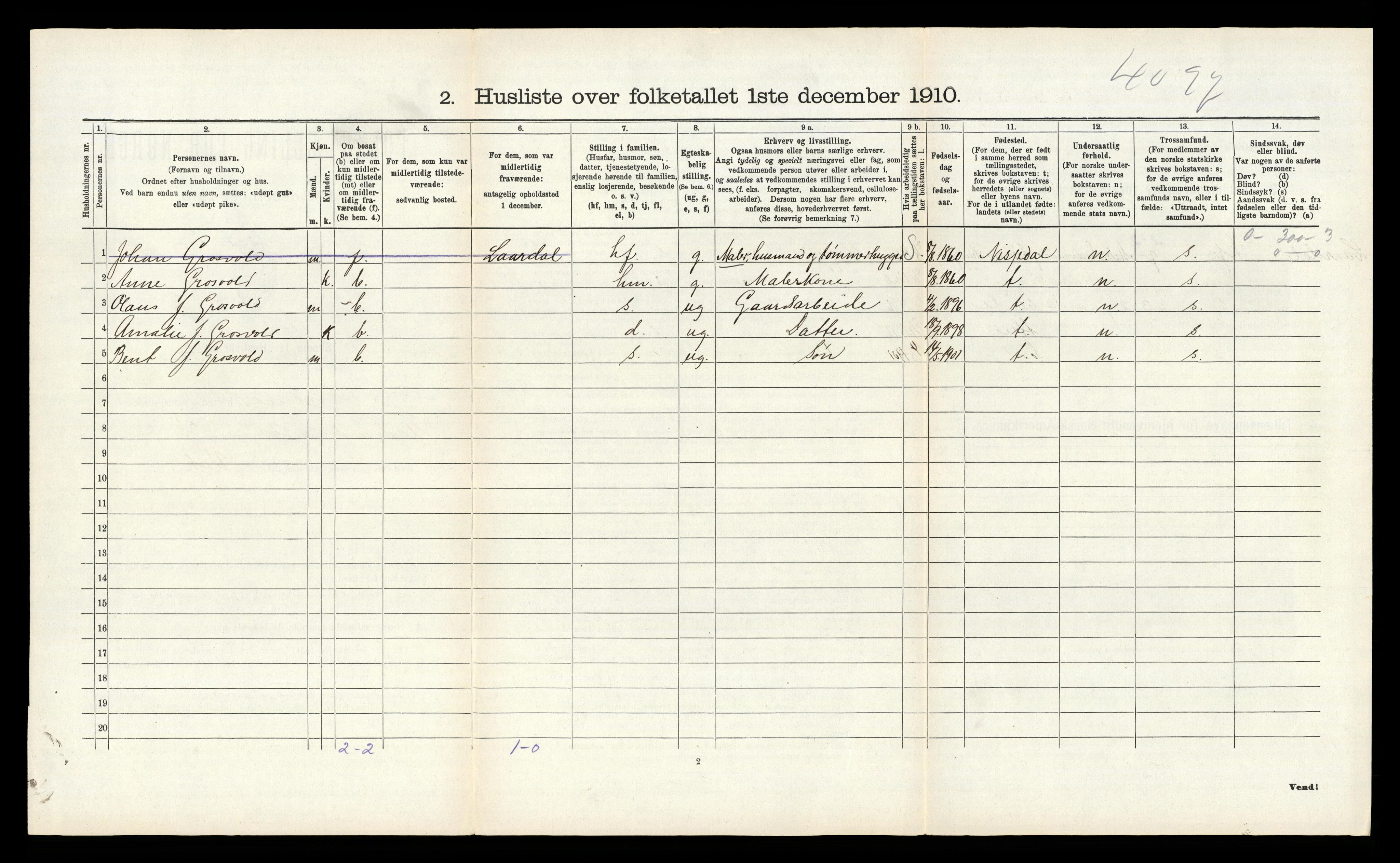 RA, Folketelling 1910 for 0829 Kviteseid herred, 1910, s. 351