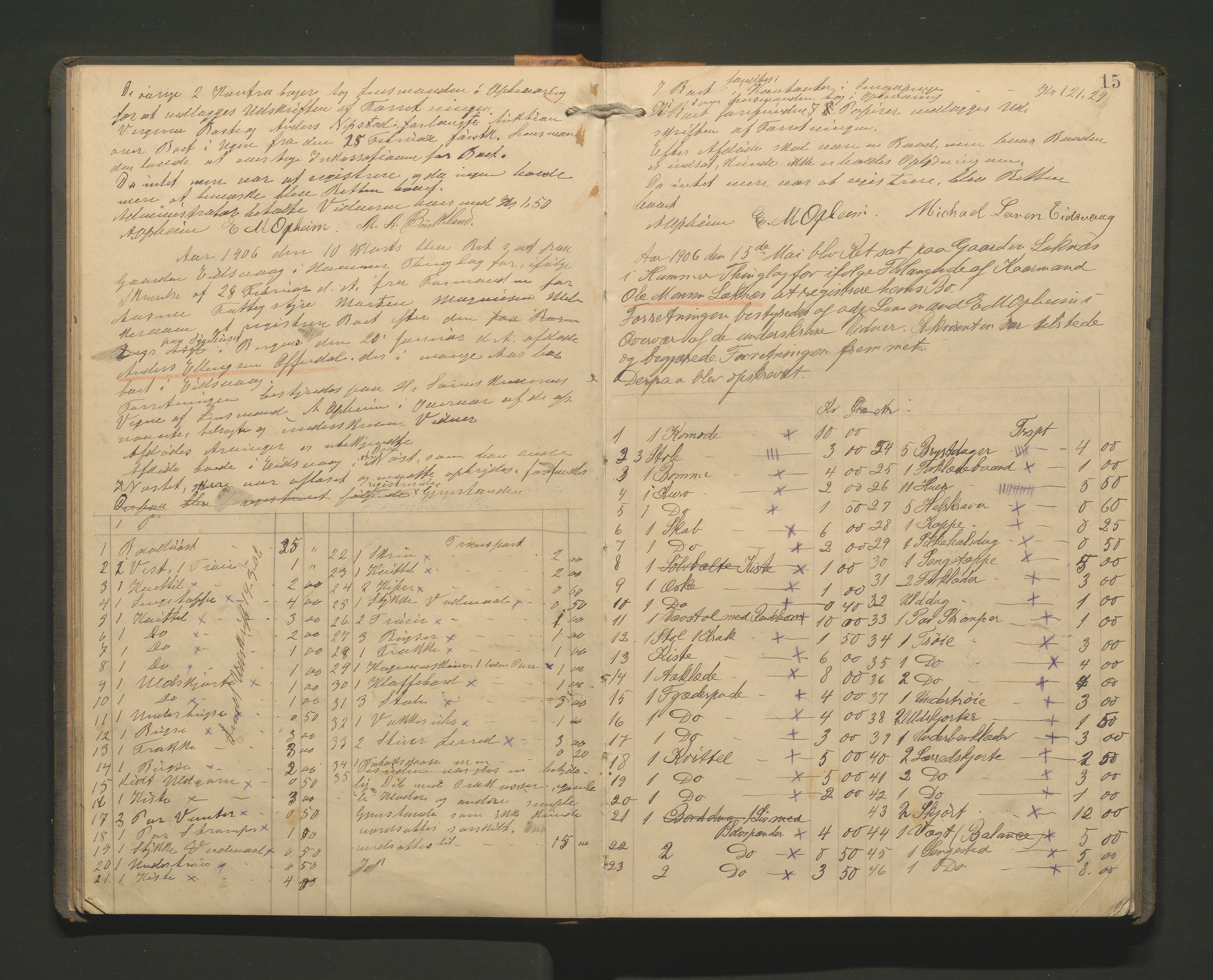 Lensmannen i Hamre, SAB/A-32601/0006/L0003: Registreringsprotokoll, 1904-1917, s. 14b-15a