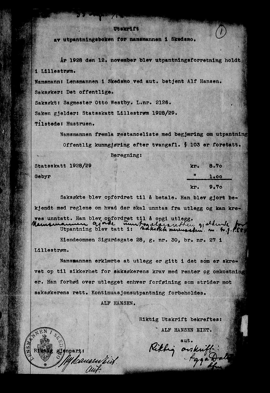 Nedre Romerike sorenskriveri, AV/SAO-A-10469/G/Gb/Gba/L0075: Pantebok nr. V, 1928-1929
