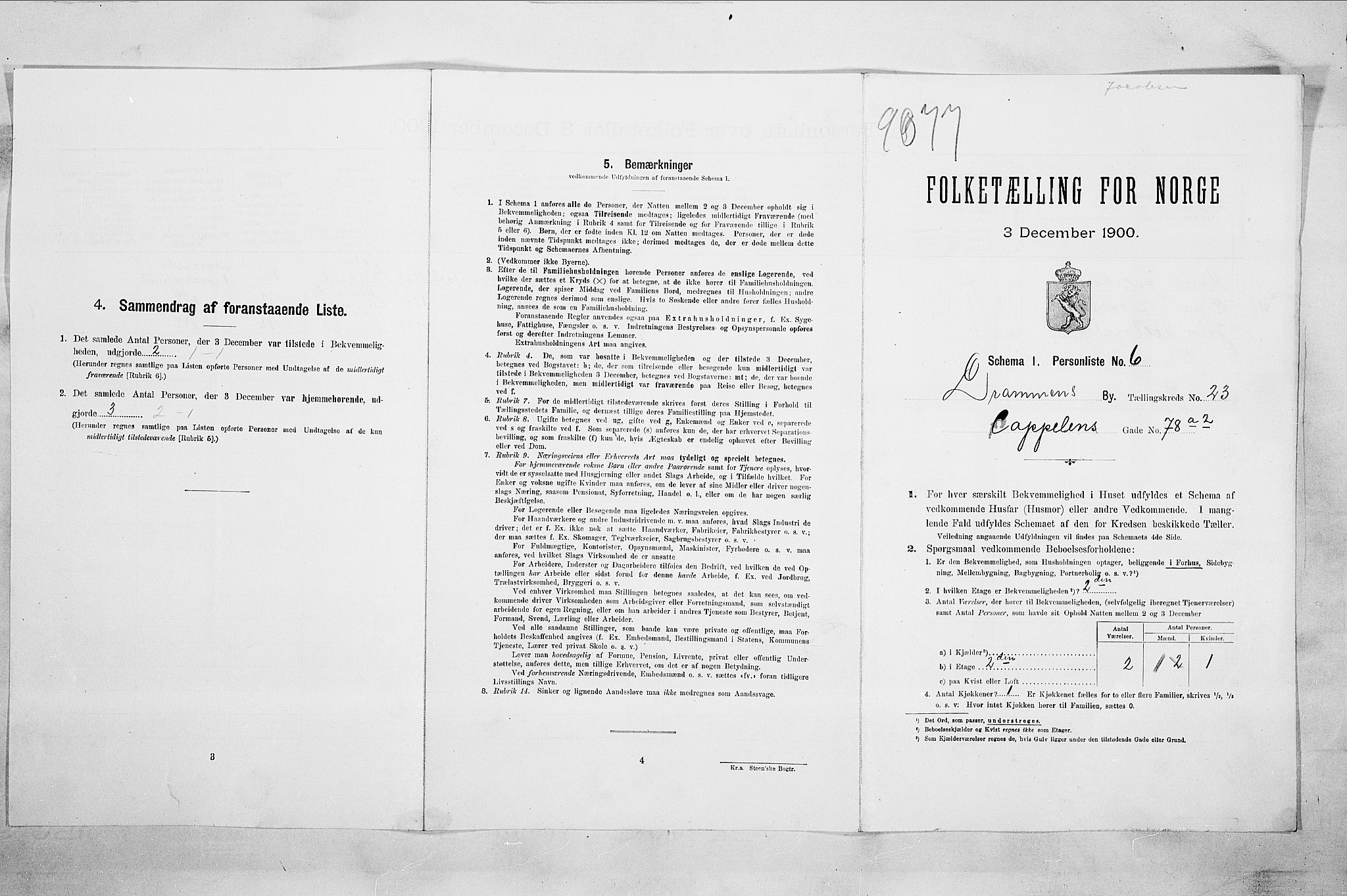 RA, Folketelling 1900 for 0602 Drammen kjøpstad, 1900, s. 3978