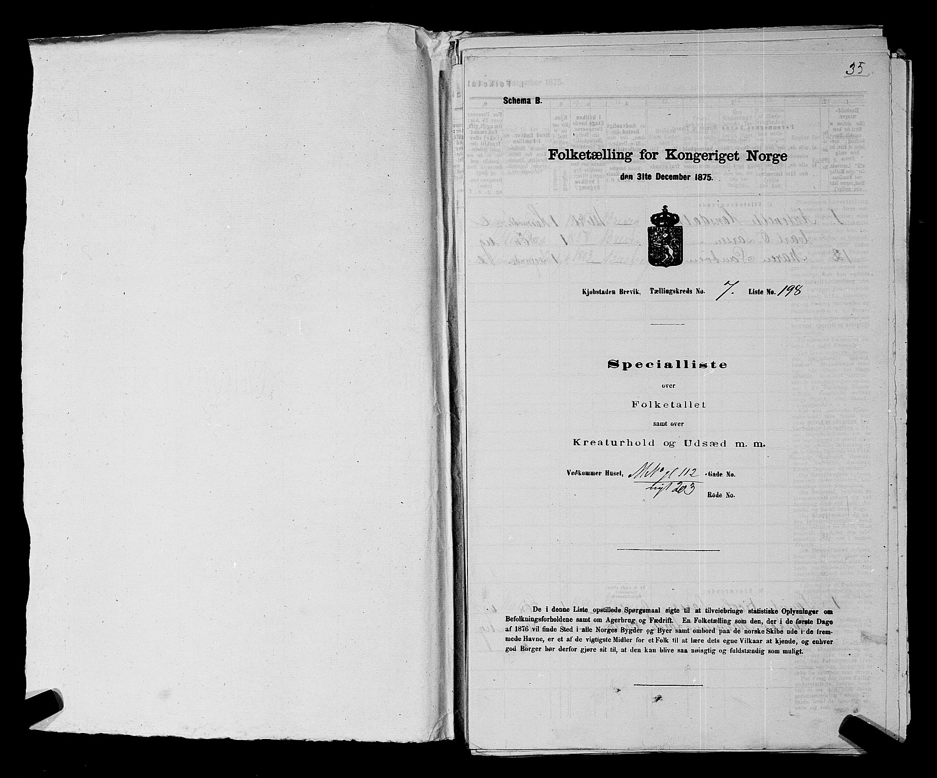 SAKO, Folketelling 1875 for 0804P Brevik prestegjeld, 1875, s. 444