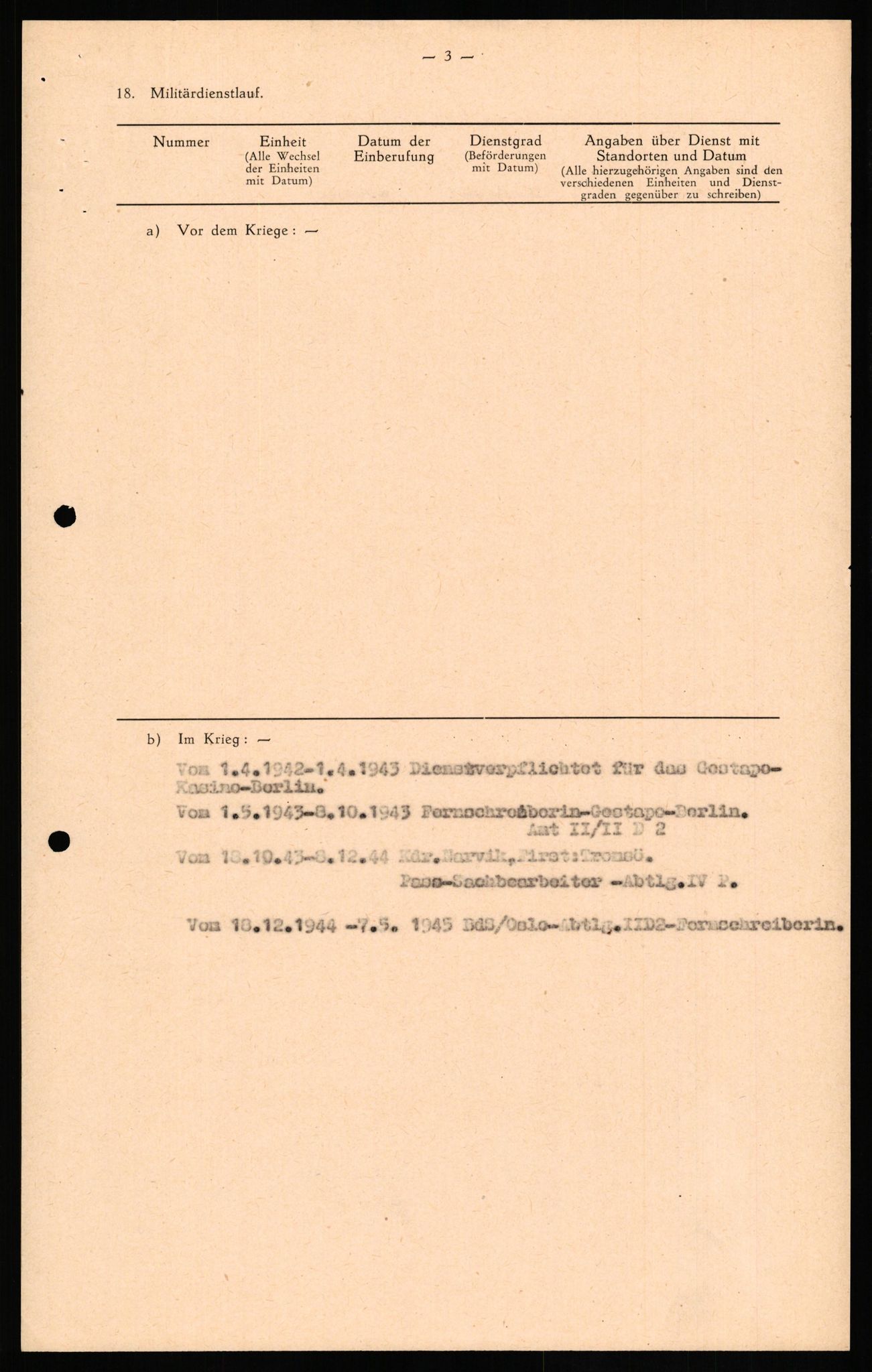 Forsvaret, Forsvarets overkommando II, RA/RAFA-3915/D/Db/L0023: CI Questionaires. Tyske okkupasjonsstyrker i Norge. Tyskere., 1945-1946, s. 432