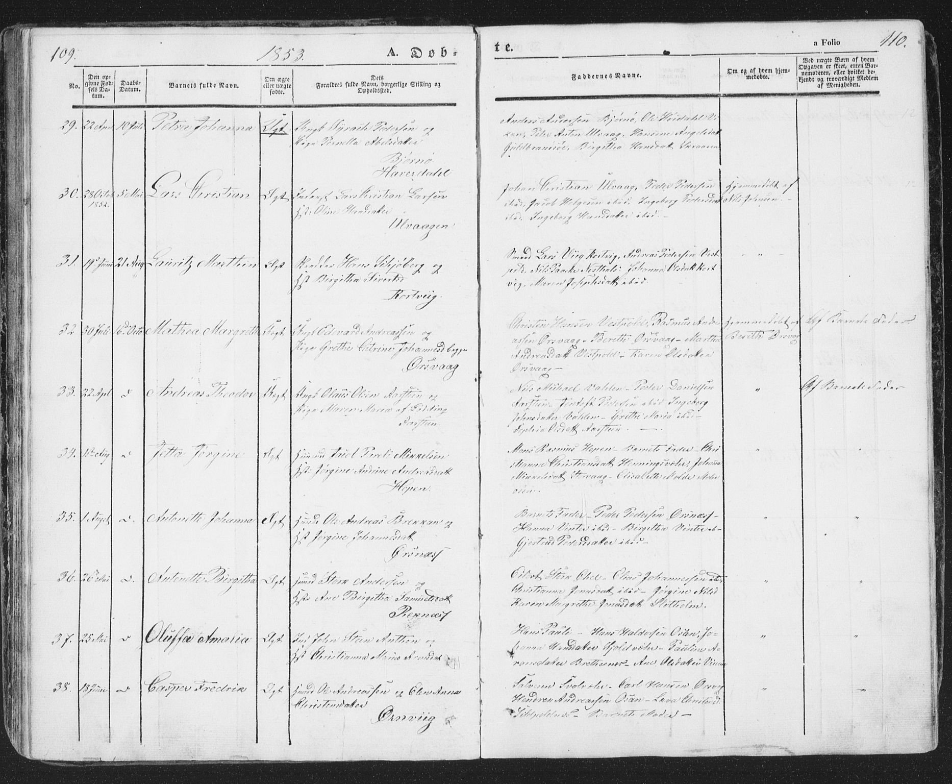 Ministerialprotokoller, klokkerbøker og fødselsregistre - Nordland, SAT/A-1459/874/L1072: Klokkerbok nr. 874C01, 1843-1859, s. 109-110