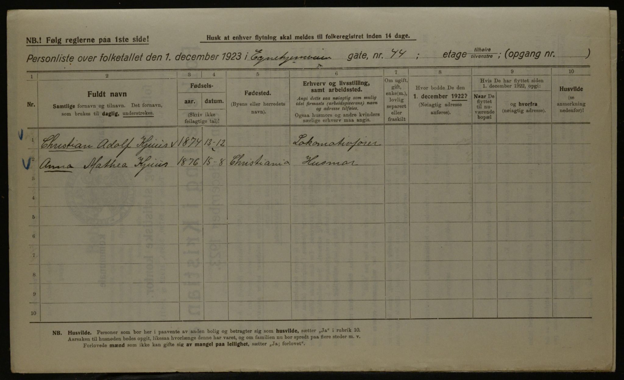 OBA, Kommunal folketelling 1.12.1923 for Kristiania, 1923, s. 21177