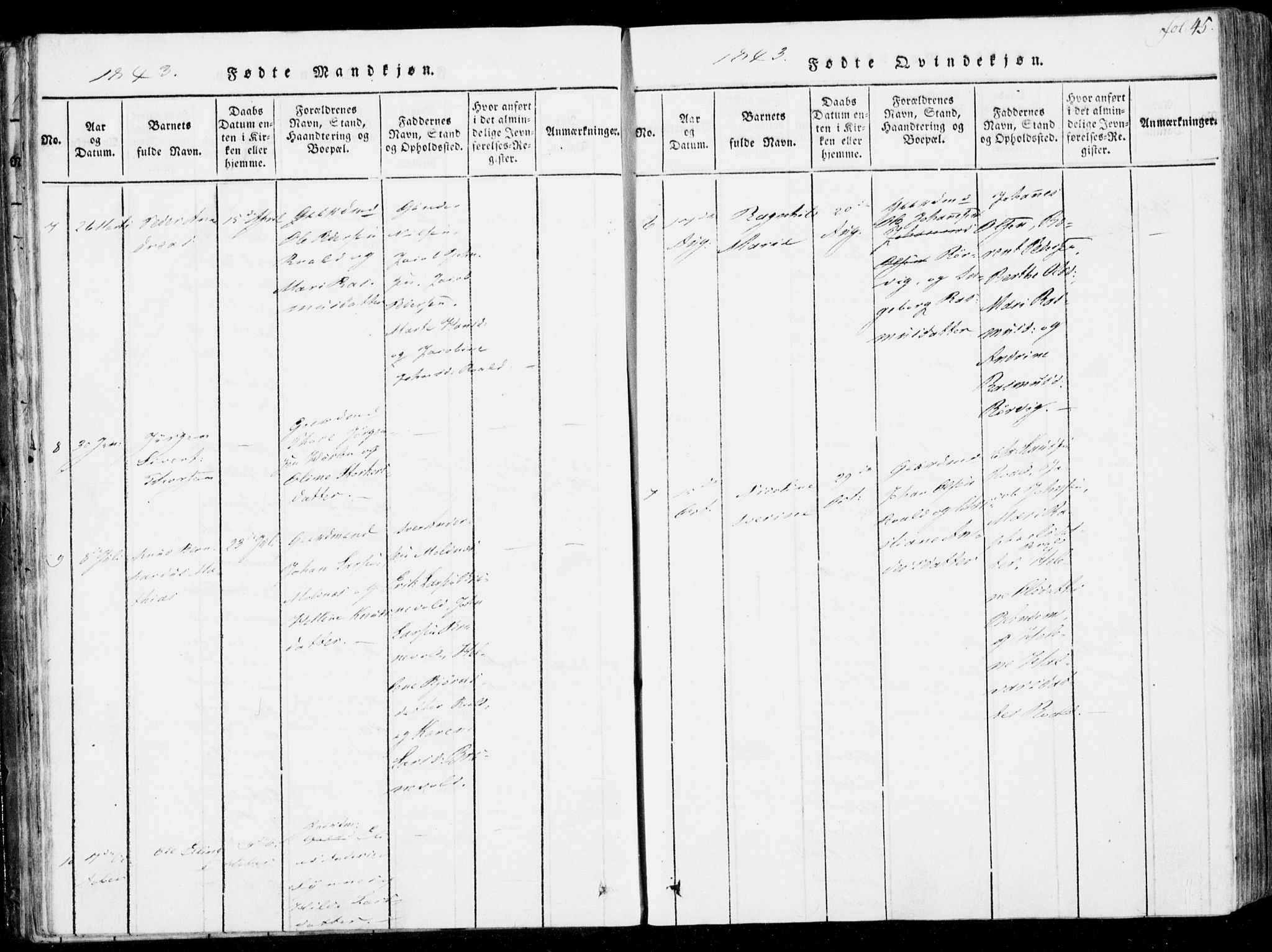 Ministerialprotokoller, klokkerbøker og fødselsregistre - Møre og Romsdal, AV/SAT-A-1454/537/L0517: Ministerialbok nr. 537A01, 1818-1862, s. 45