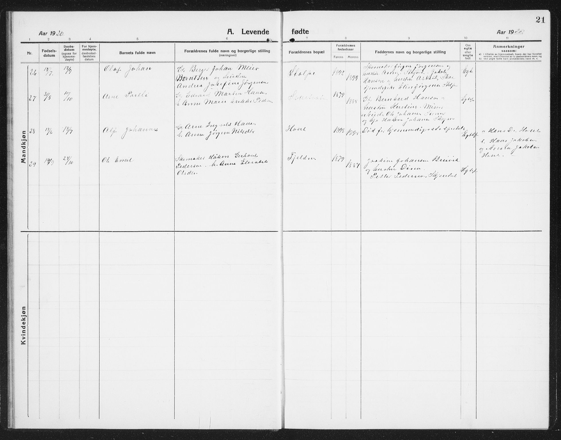 Ministerialprotokoller, klokkerbøker og fødselsregistre - Nordland, AV/SAT-A-1459/852/L0757: Klokkerbok nr. 852C08, 1916-1934, s. 21