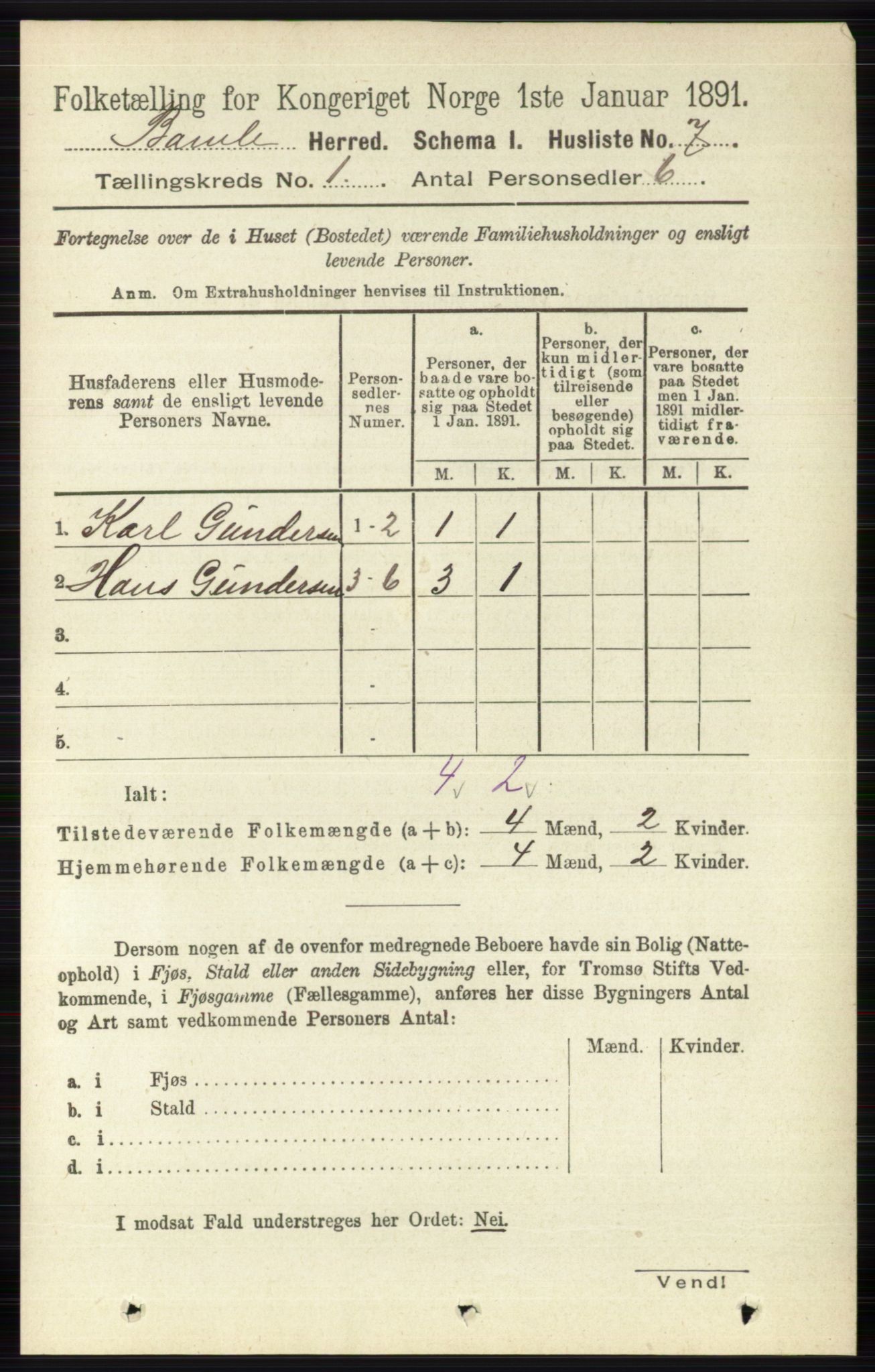 RA, Folketelling 1891 for 0814 Bamble herred, 1891, s. 40