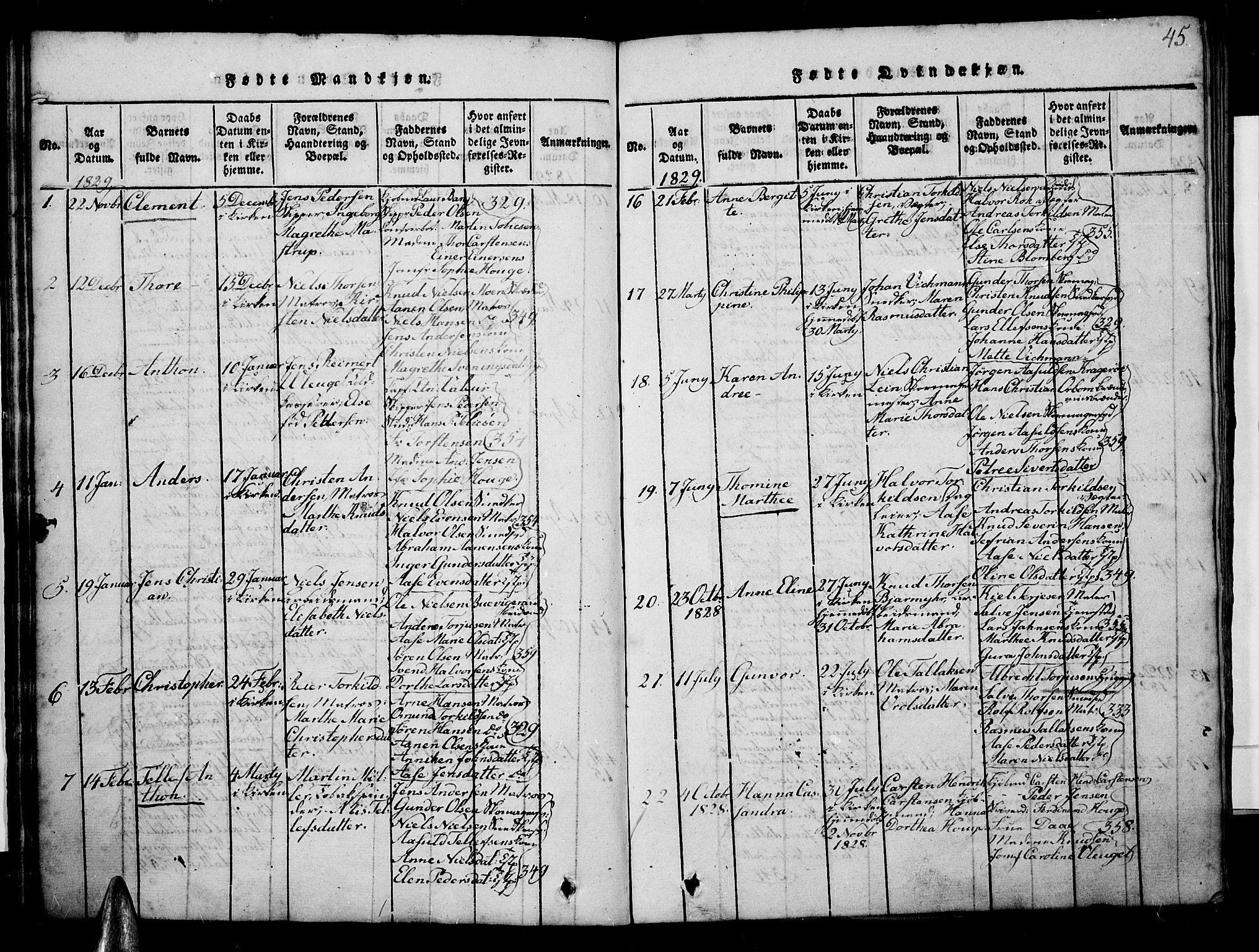 Risør sokneprestkontor, AV/SAK-1111-0035/F/Fb/L0004: Klokkerbok nr. B 4, 1816-1848, s. 45