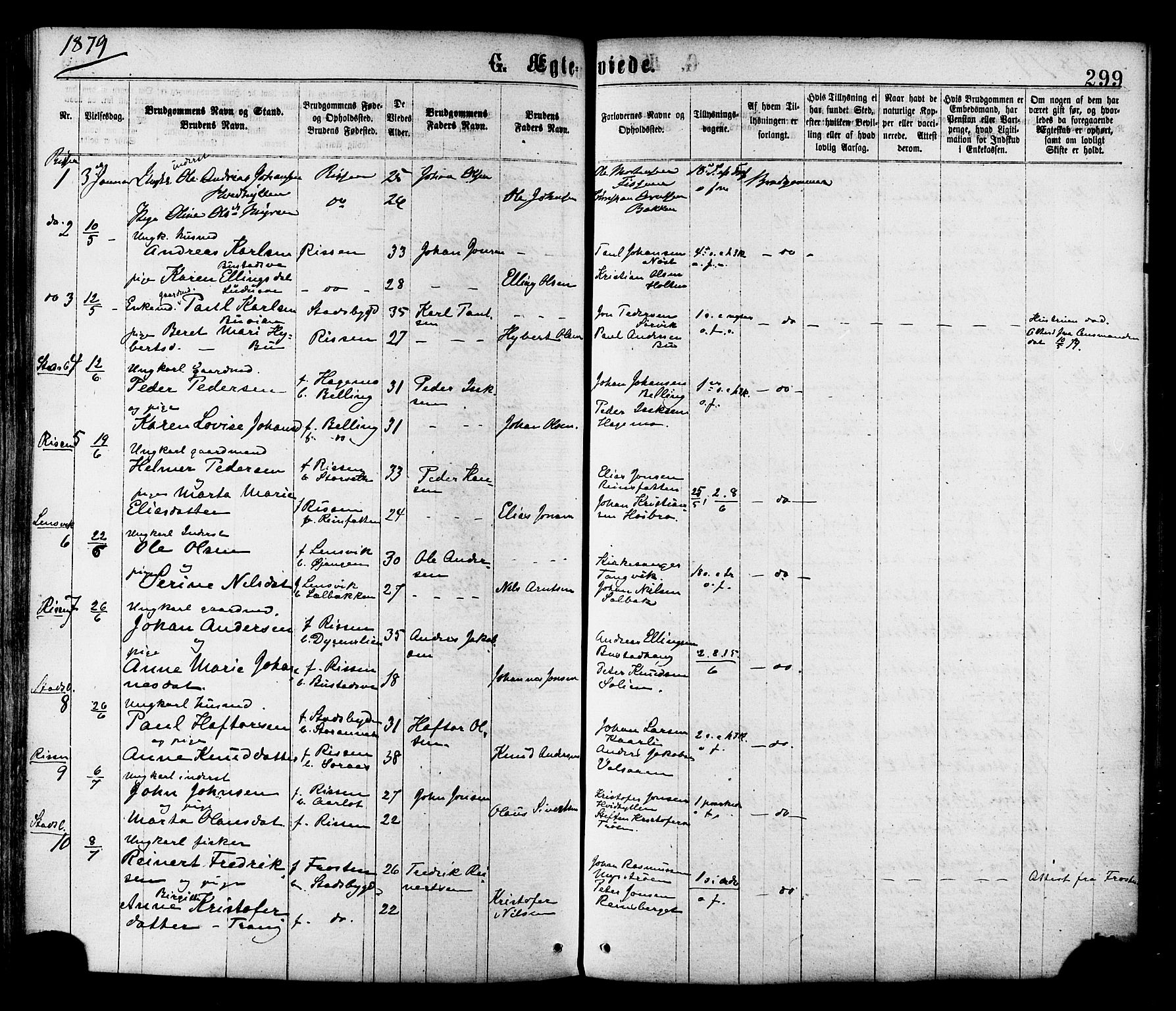 Ministerialprotokoller, klokkerbøker og fødselsregistre - Sør-Trøndelag, SAT/A-1456/646/L0613: Ministerialbok nr. 646A11, 1870-1884, s. 299