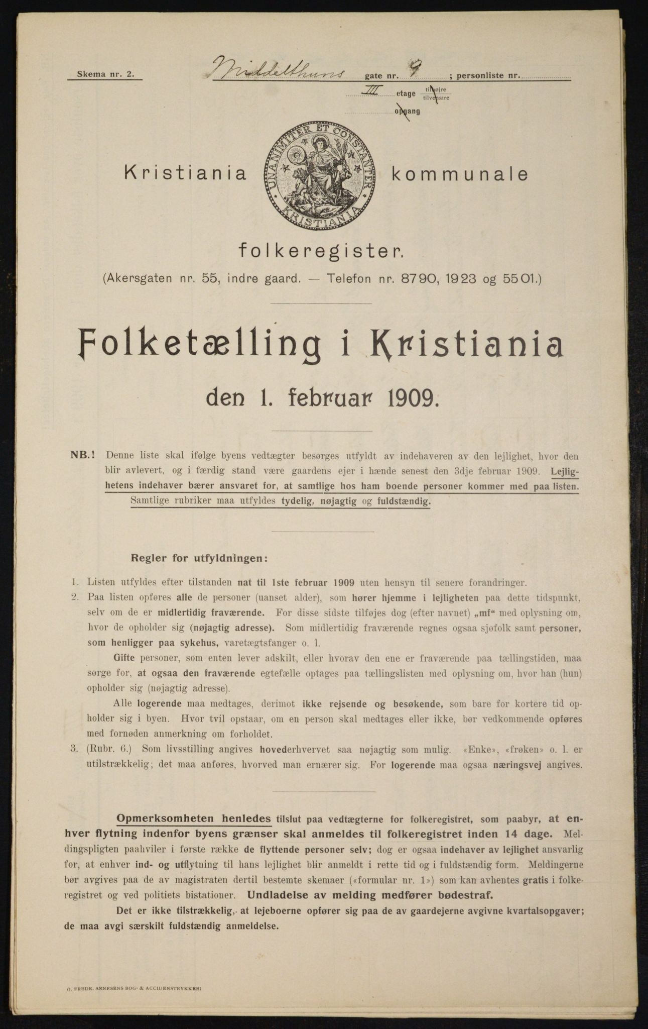 OBA, Kommunal folketelling 1.2.1909 for Kristiania kjøpstad, 1909, s. 68249