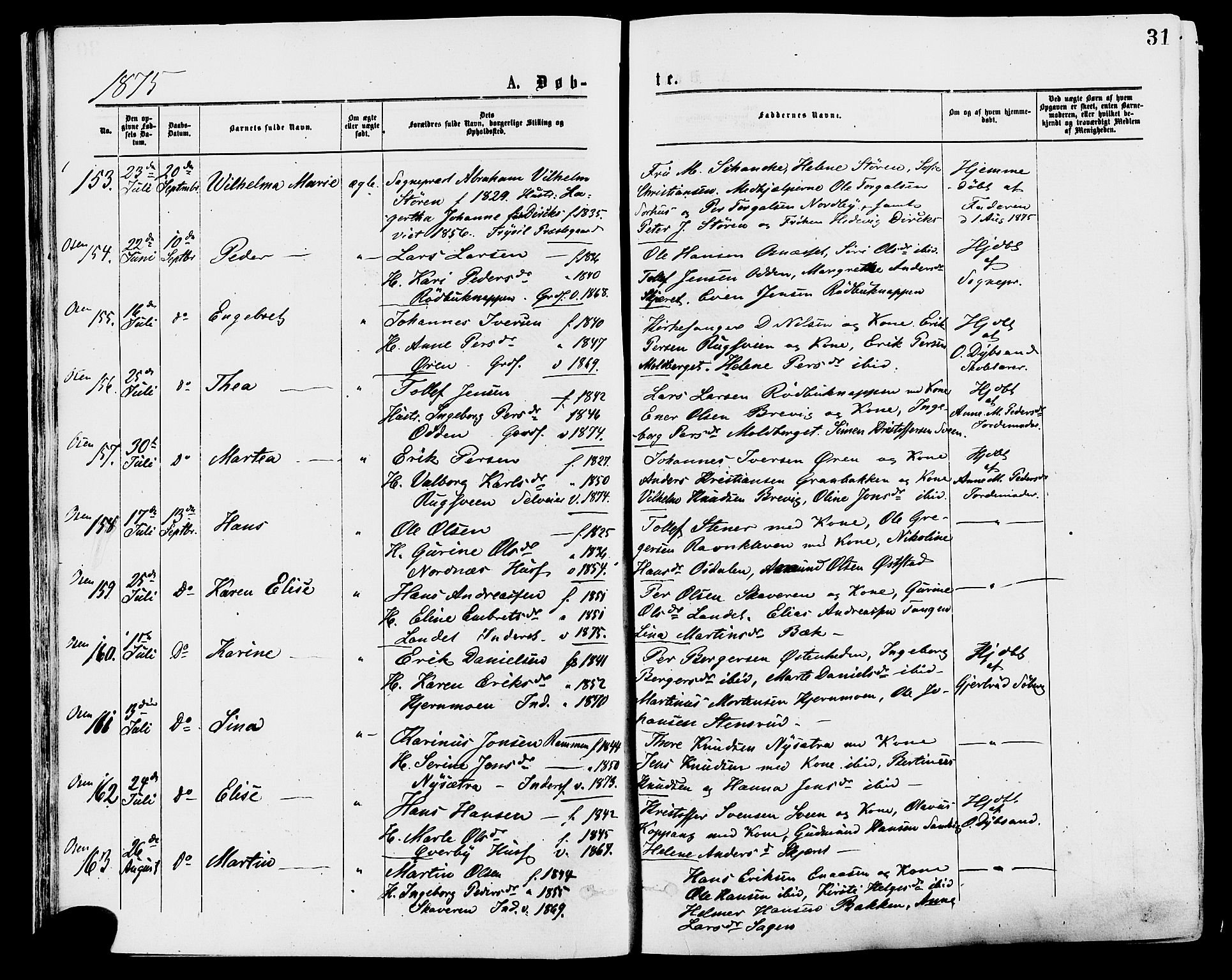 Trysil prestekontor, AV/SAH-PREST-046/H/Ha/Haa/L0007: Ministerialbok nr. 7, 1874-1880, s. 31