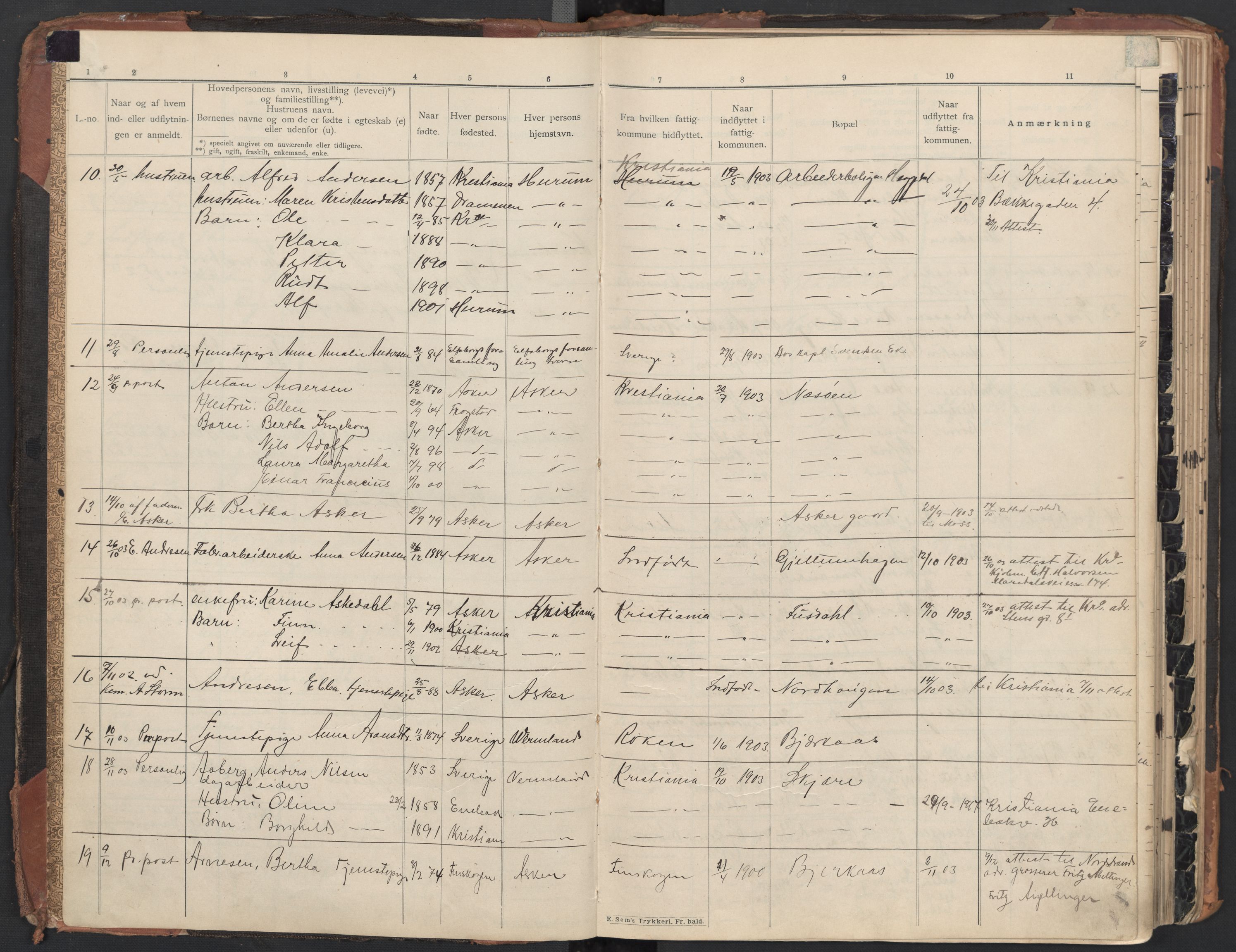 Asker folkeregister, AV/SAO-A-10429/J/L0001: Inn- og utflyttede i Asker fattigkommune, 1903-1913, s. 2