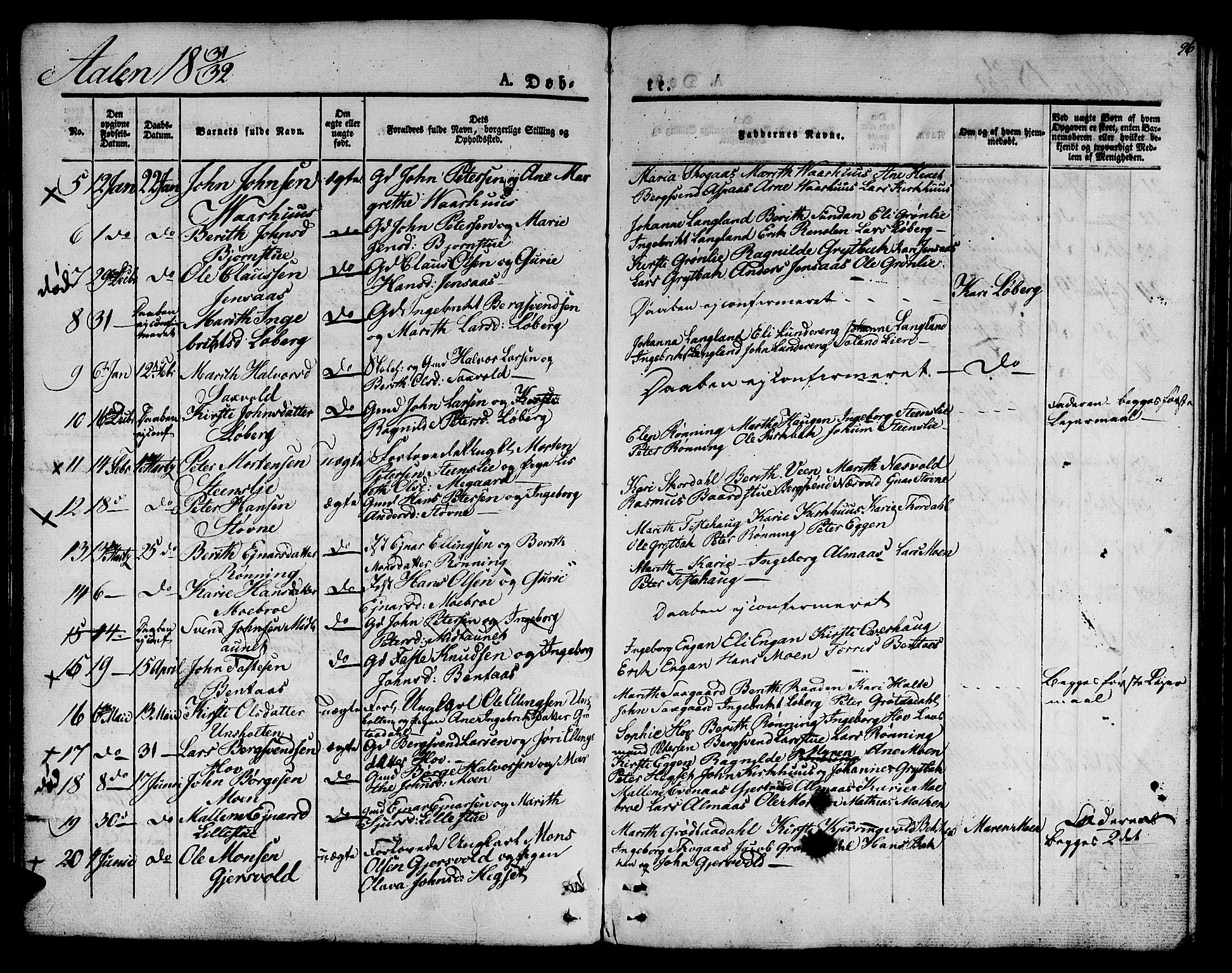 Ministerialprotokoller, klokkerbøker og fødselsregistre - Sør-Trøndelag, SAT/A-1456/685/L0959: Ministerialbok nr. 685A04 /3, 1829-1845, s. 96