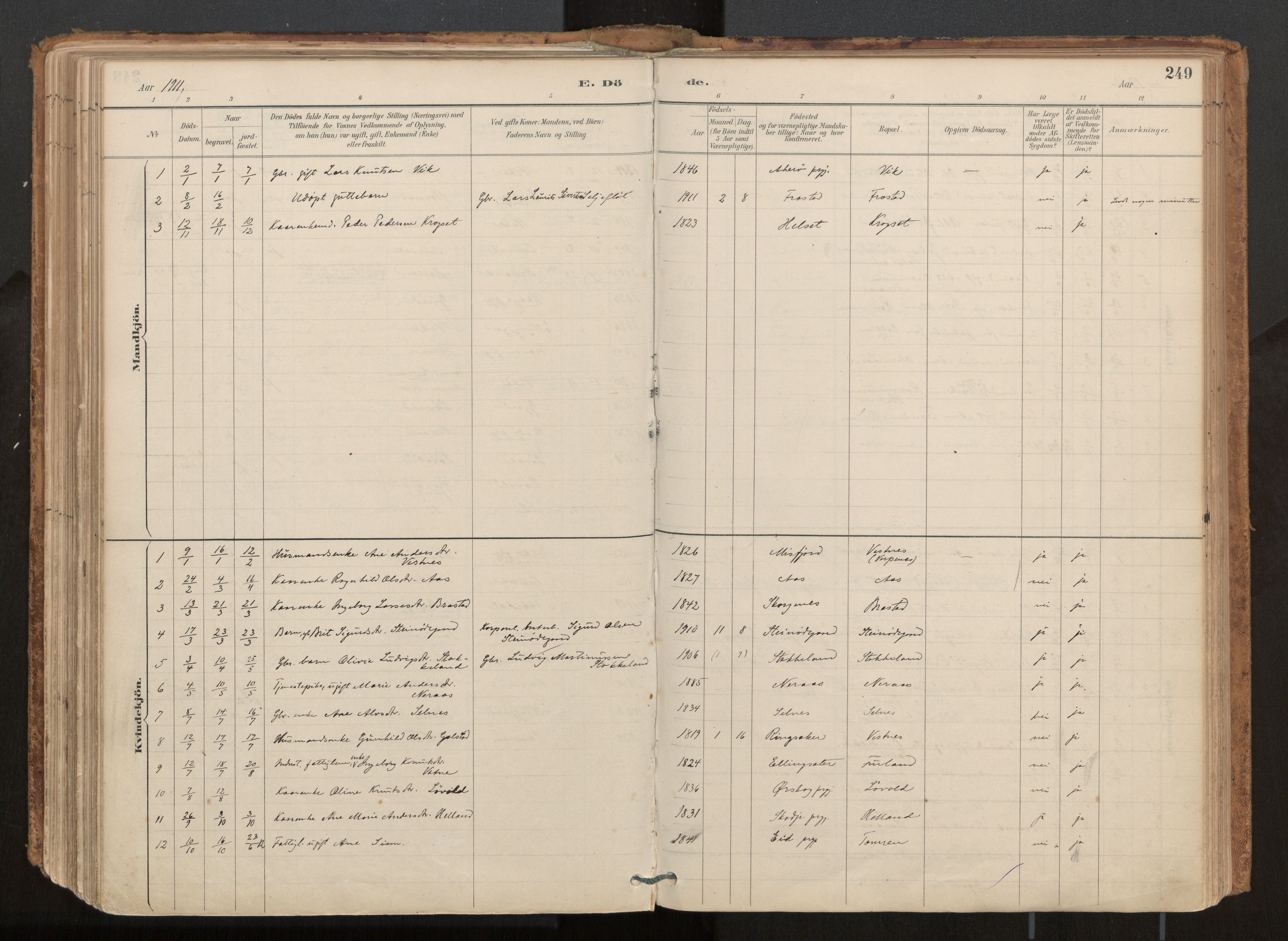 Ministerialprotokoller, klokkerbøker og fødselsregistre - Møre og Romsdal, AV/SAT-A-1454/539/L0531: Ministerialbok nr. 539A04, 1887-1913, s. 249