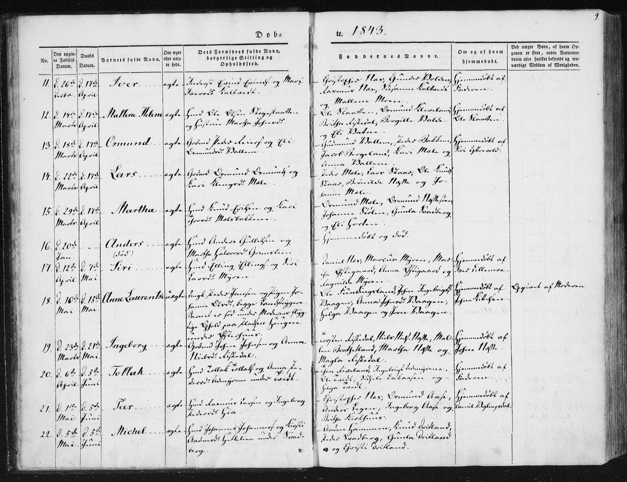 Hjelmeland sokneprestkontor, AV/SAST-A-101843/01/IV/L0008: Ministerialbok nr. A 8, 1842-1861, s. 9